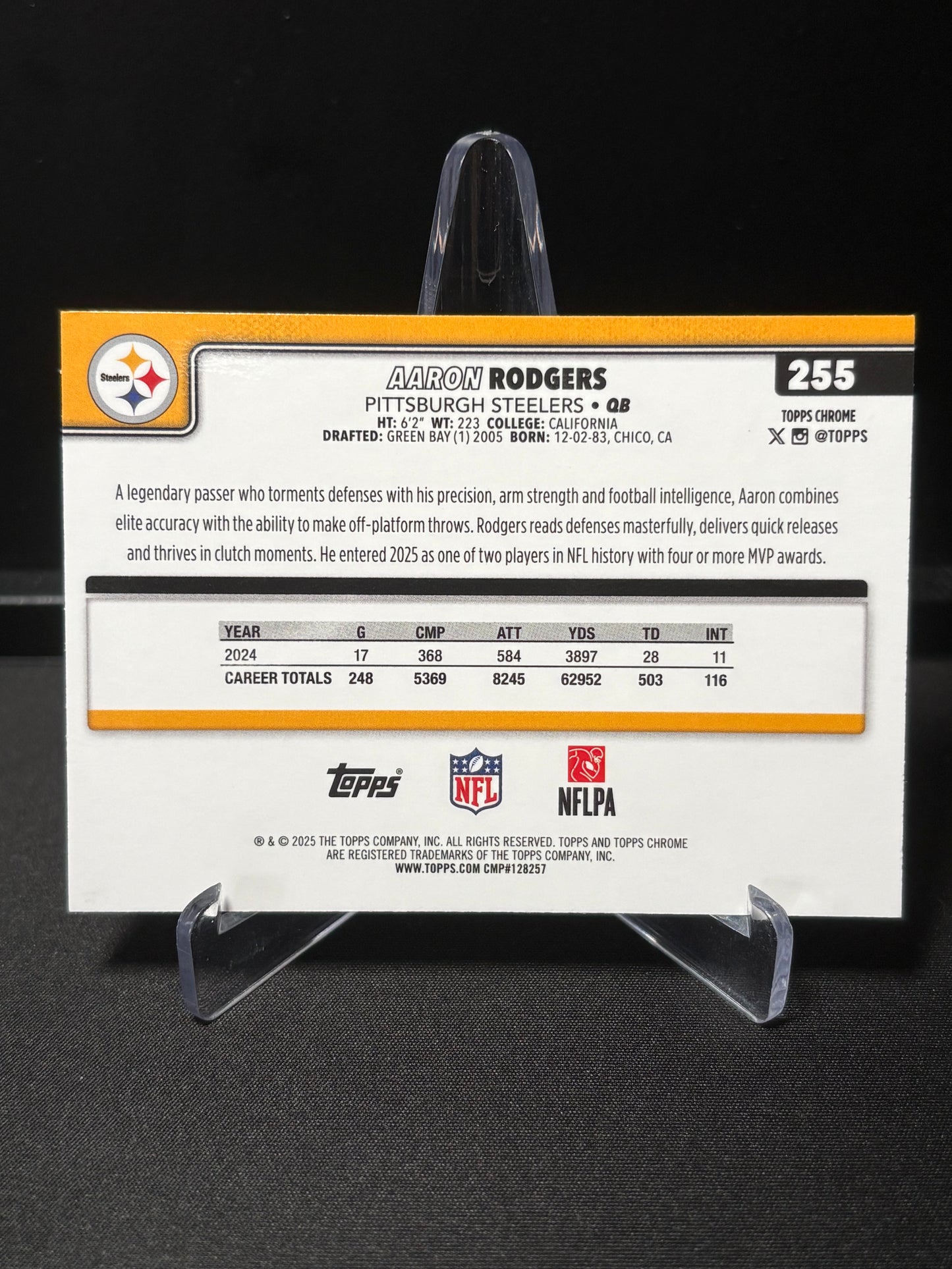 Aaron Rodgers Topps Chrome 2026 "Neon Pulse" Pittsburgh Steelers