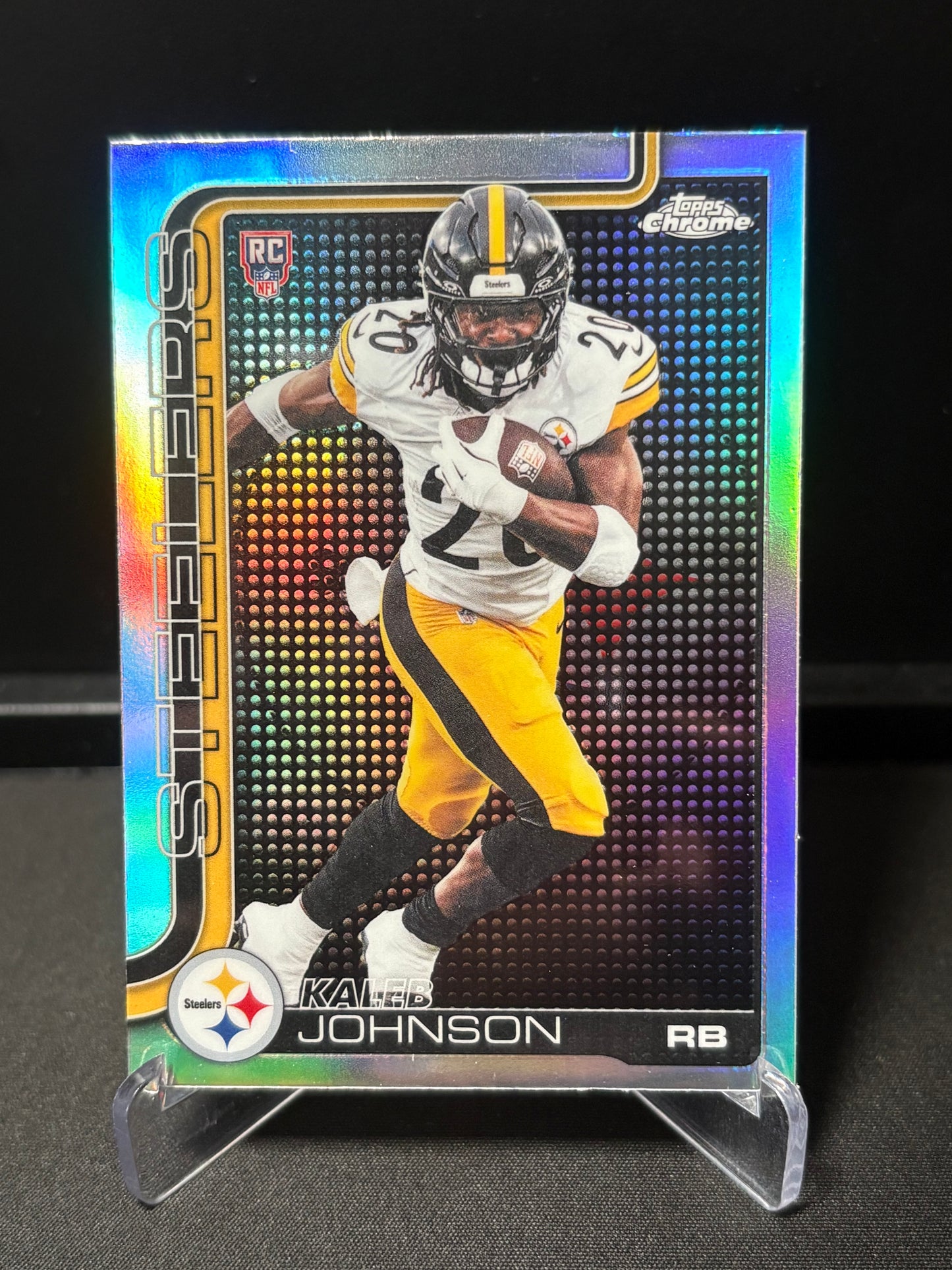 Kaleb Johnson RC Topps Chrome 2026 "Lightboard Logo" Pittsburgh Steelers