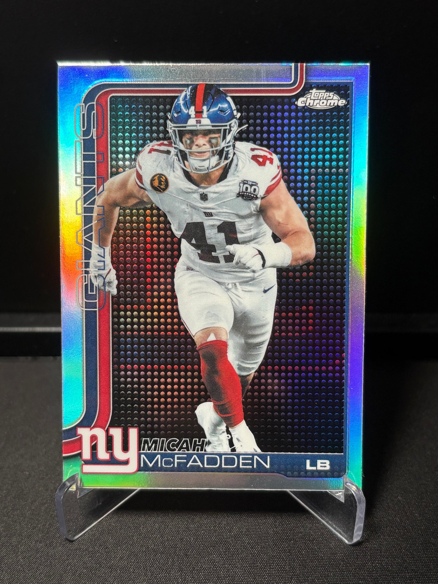 Micah McFadden Topps Chrome 2026 "Lightboard Logo" New York Giants
