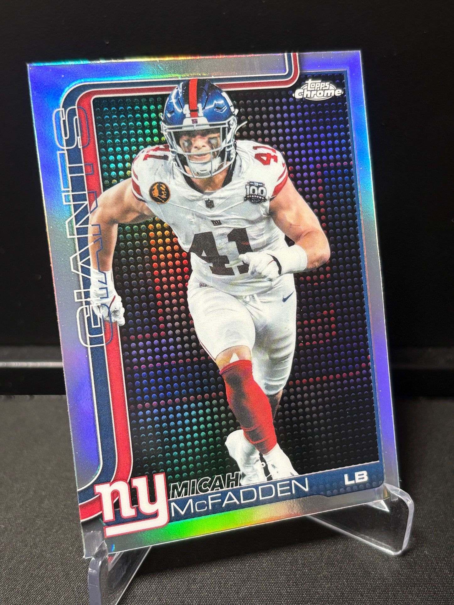 Micah McFadden Topps Chrome 2026 "Lightboard Logo" New York Giants