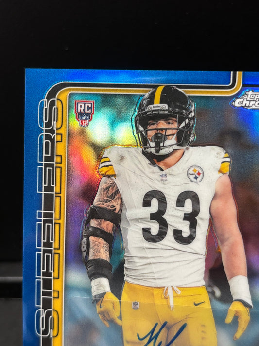 Jack Sawyer RC Topps Chrome 2026 "Auto Blue /150" Pittsburgh Steelers