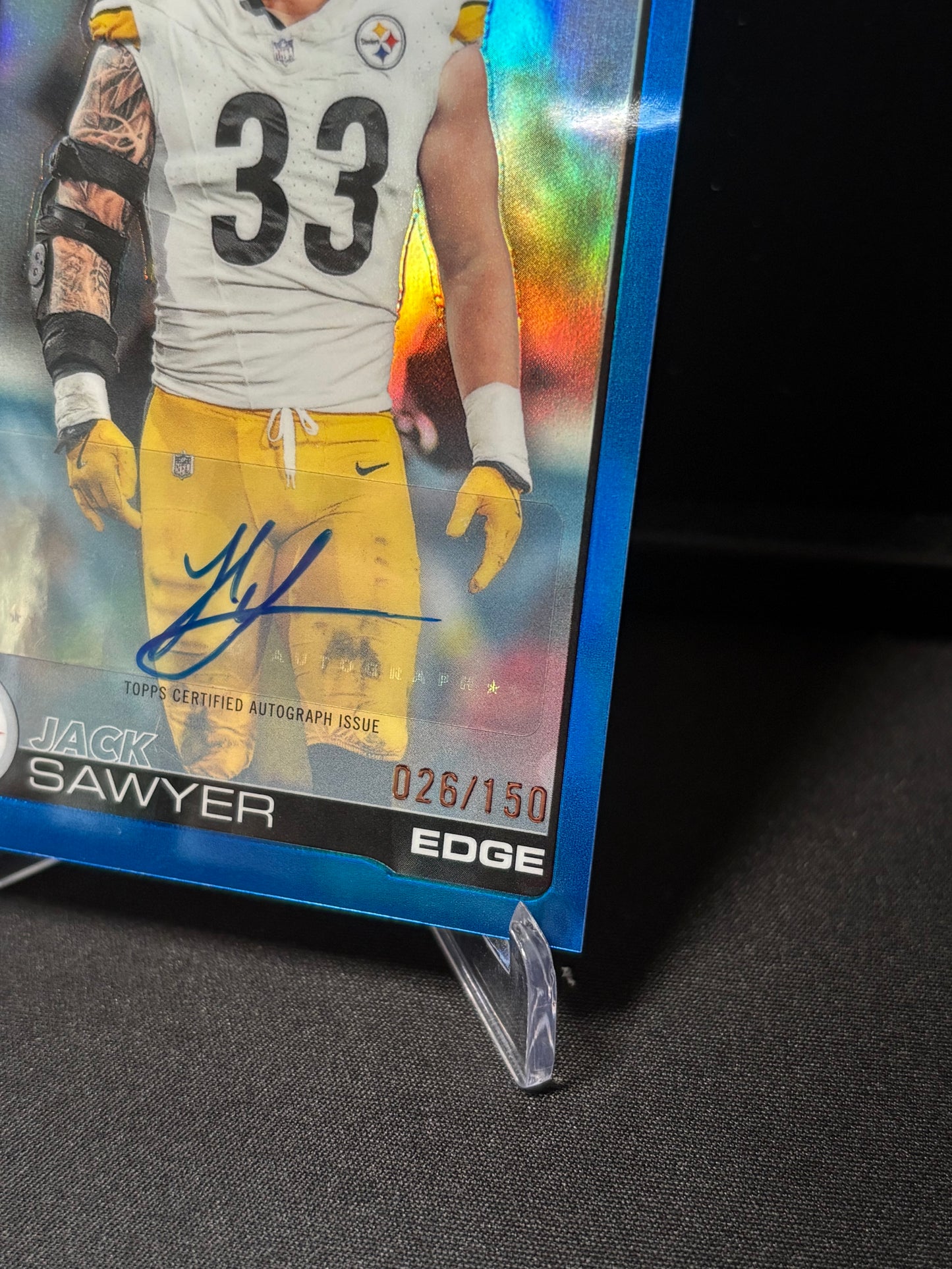 Jack Sawyer RC Topps Chrome 2026 "Auto Blue /150" Pittsburgh Steelers