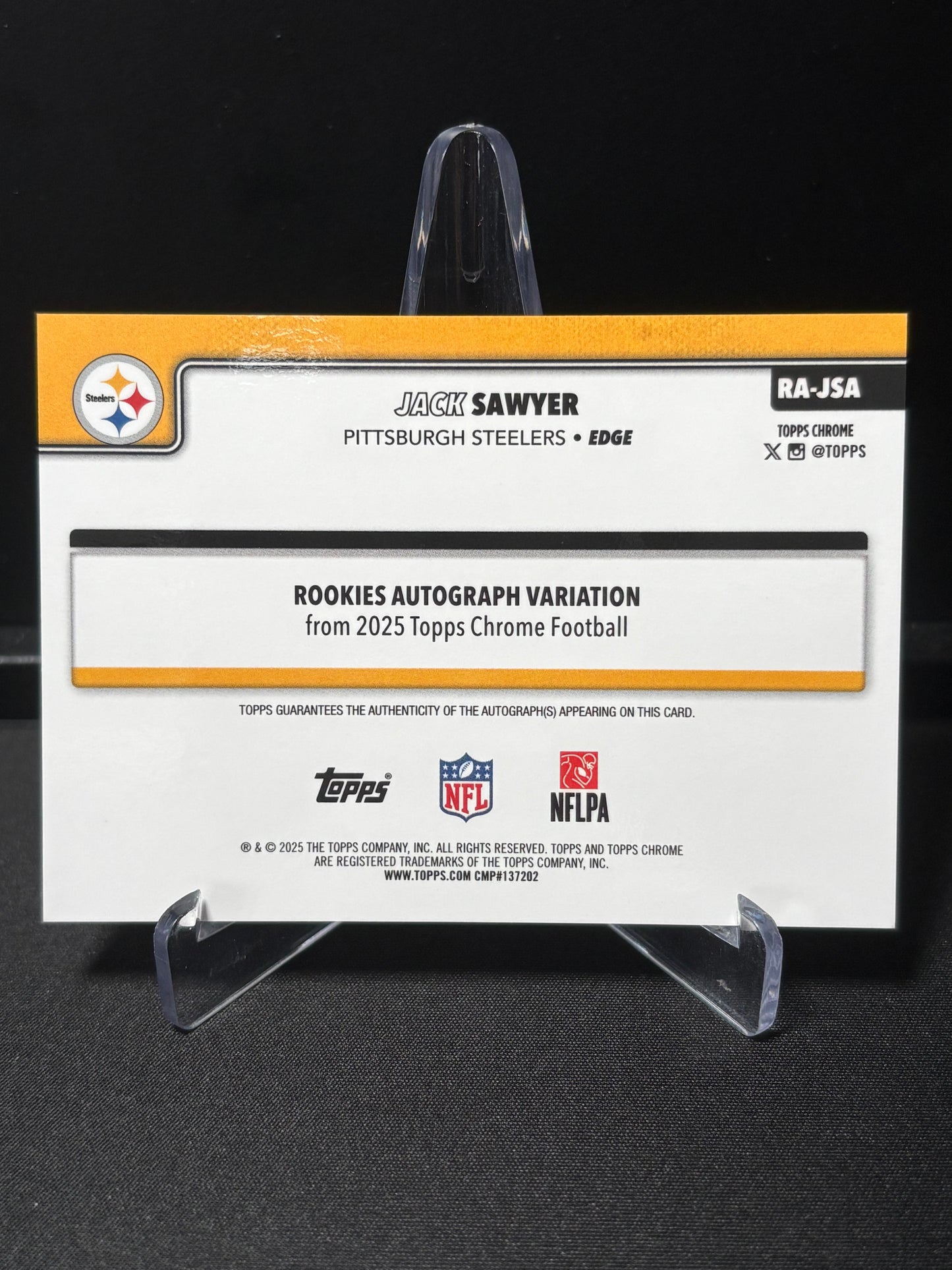 Jack Sawyer RC Topps Chrome 2026 "Auto Blue /150" Pittsburgh Steelers