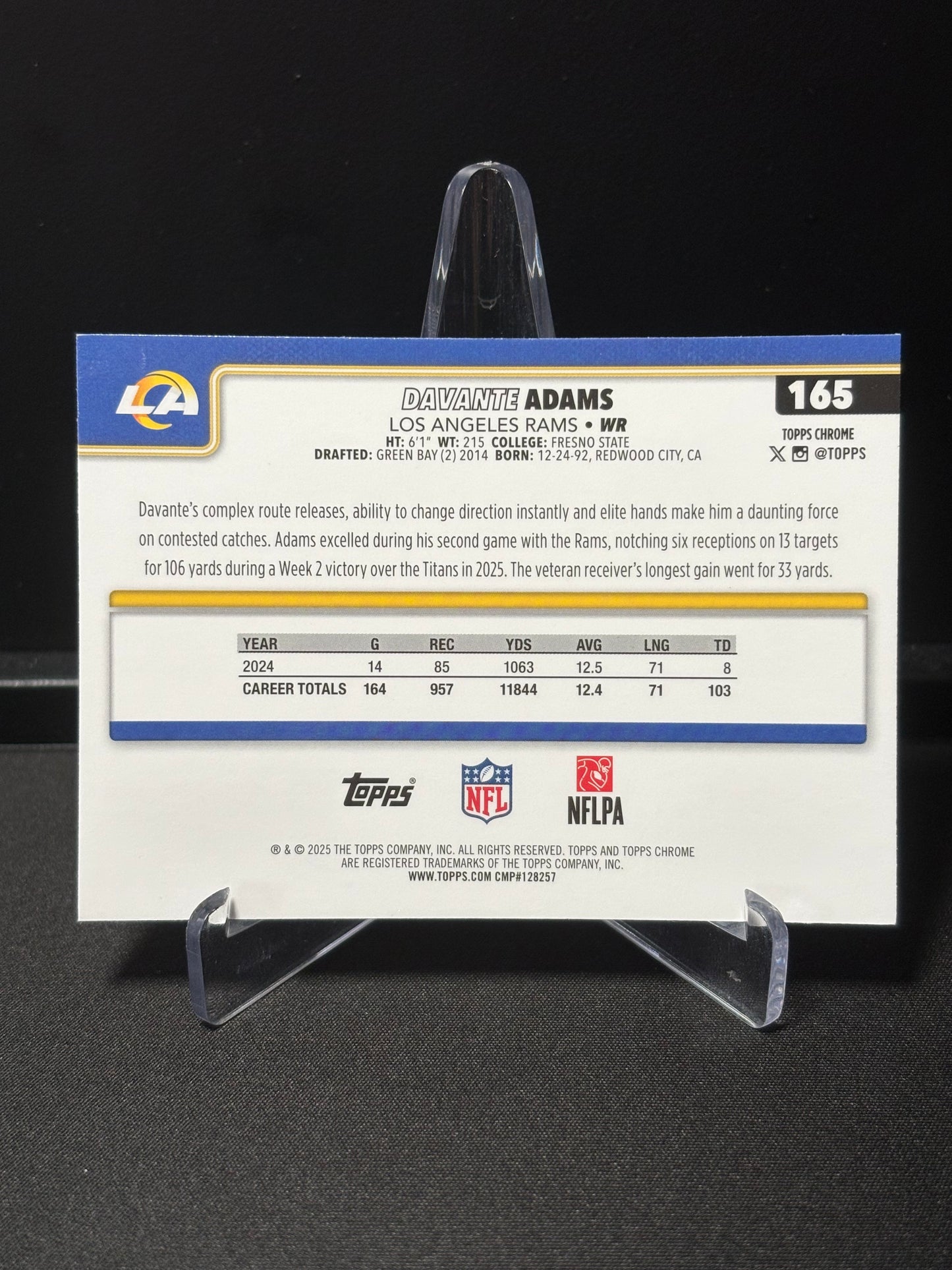 Davante Adams Topps Chrome 2026 "Lime X-Fractor" L.A Rams