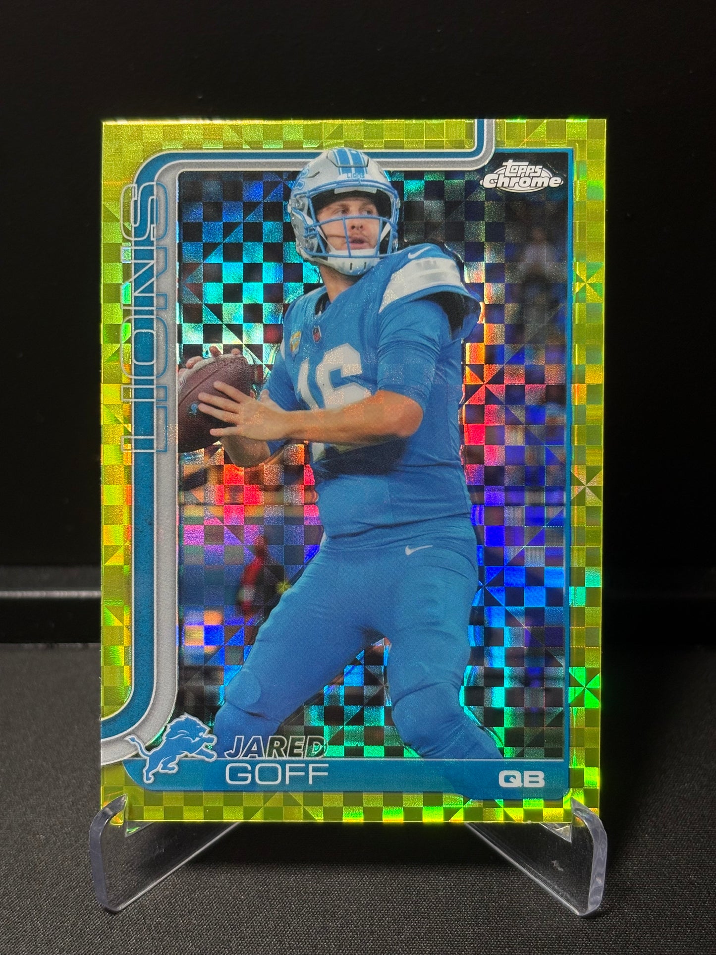 Jared Goff Topps Chrome 2026 "Lime X-Fractor" Detroit Lions