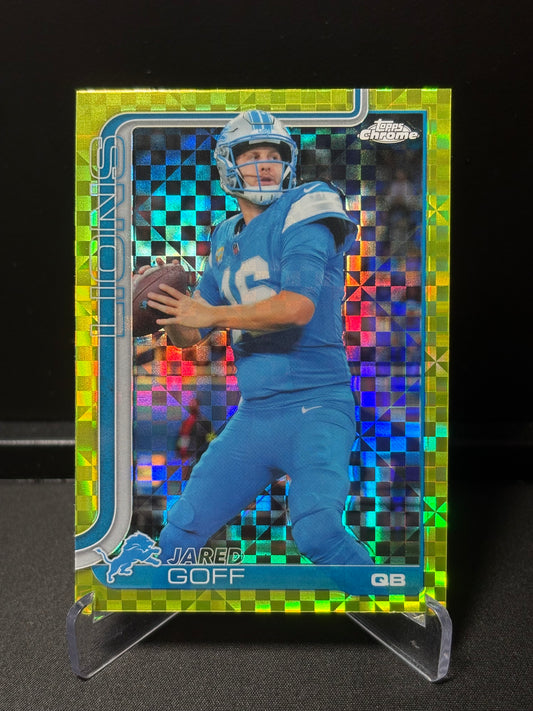 Jared Goff Topps Chrome 2026 "Lime X-Fractor" Detroit Lions