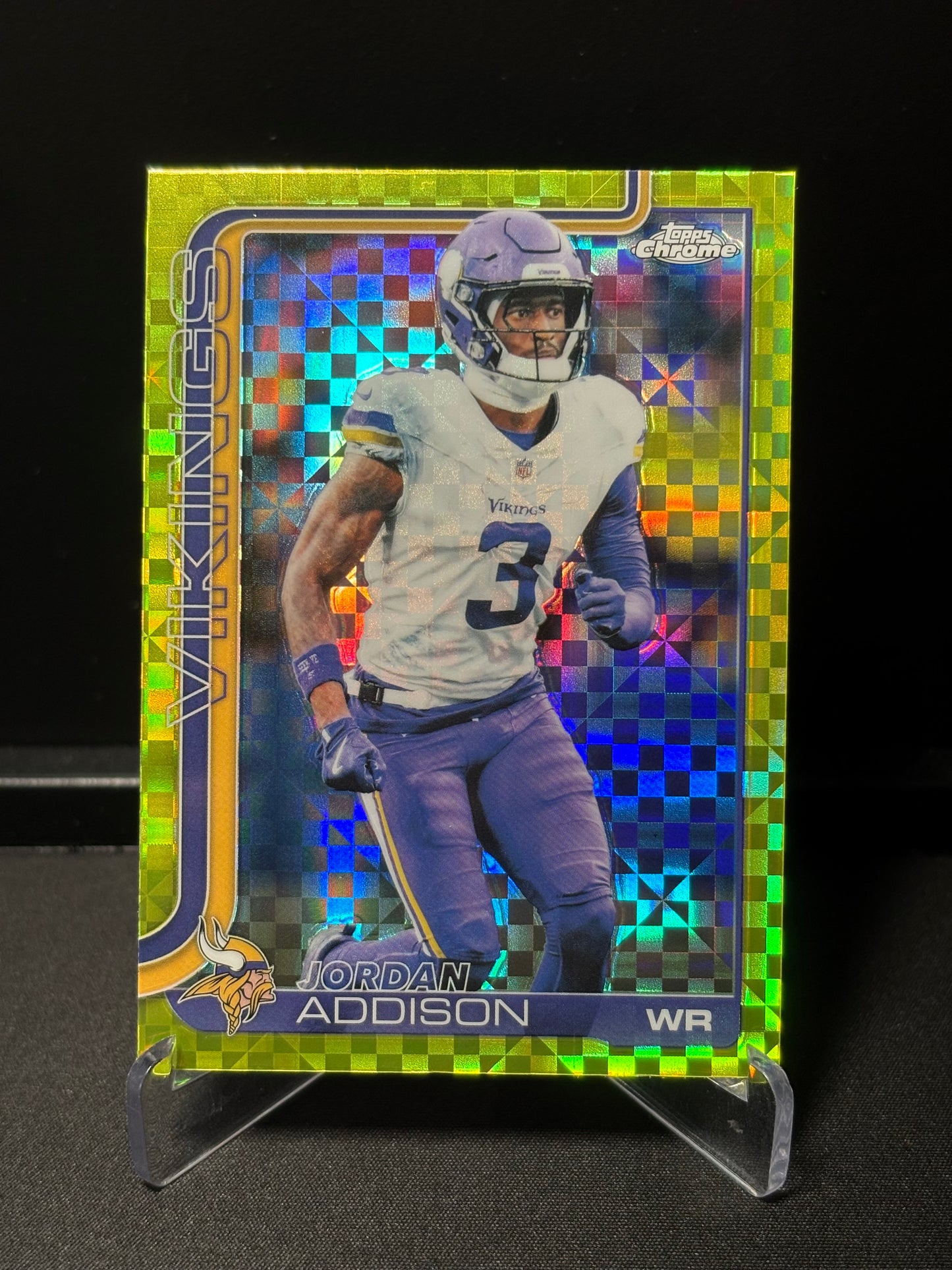 Jordan Addison Topps Chrome 2026 "Lime X-Fractor" Minnestota Vikings