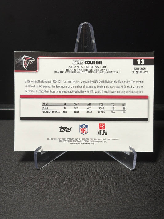 Kirk Cousins Topps Chrome 2026 "Lime X-Fractor" Atlanta Falcons