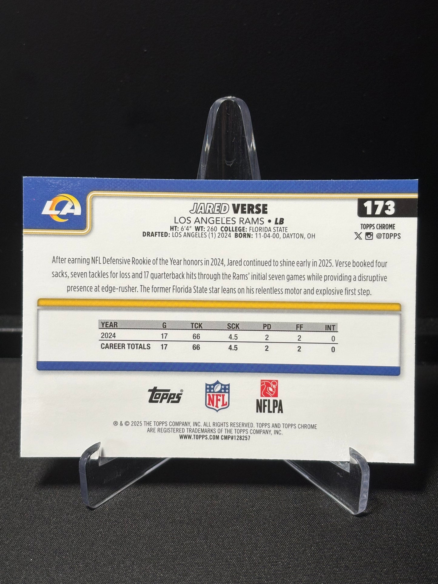 Jared Verse Topps Chrome 2026 "Lime X-Fractor" L.A Rams