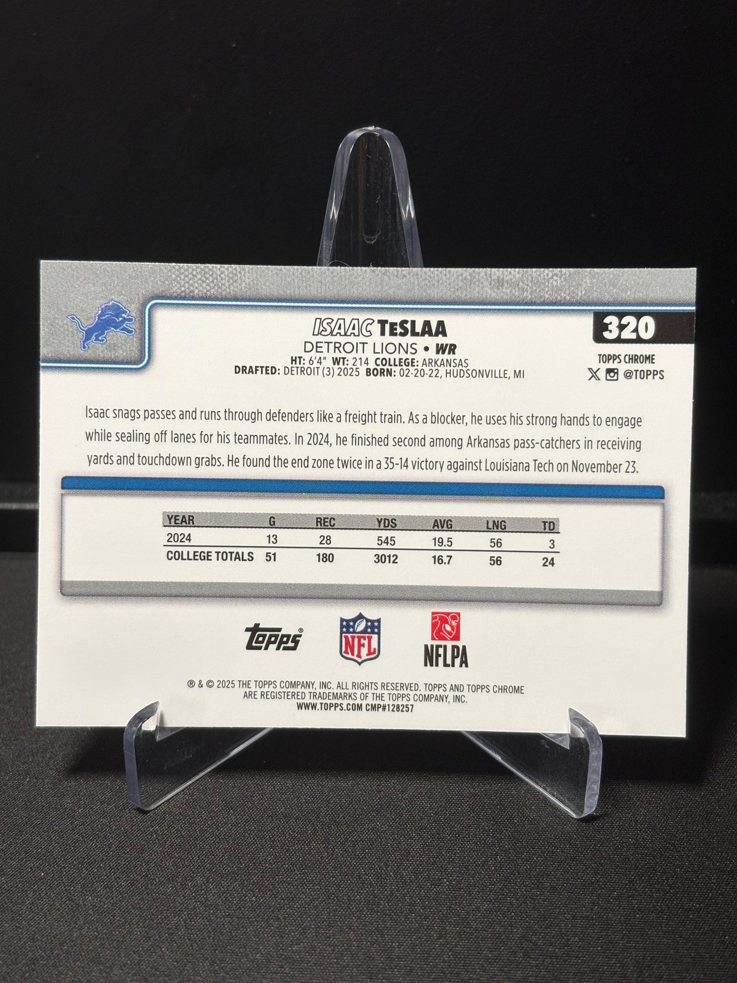Isaac TeSlaa RC Topps Chrome 2026 "X-Fractor" Detroit Lions