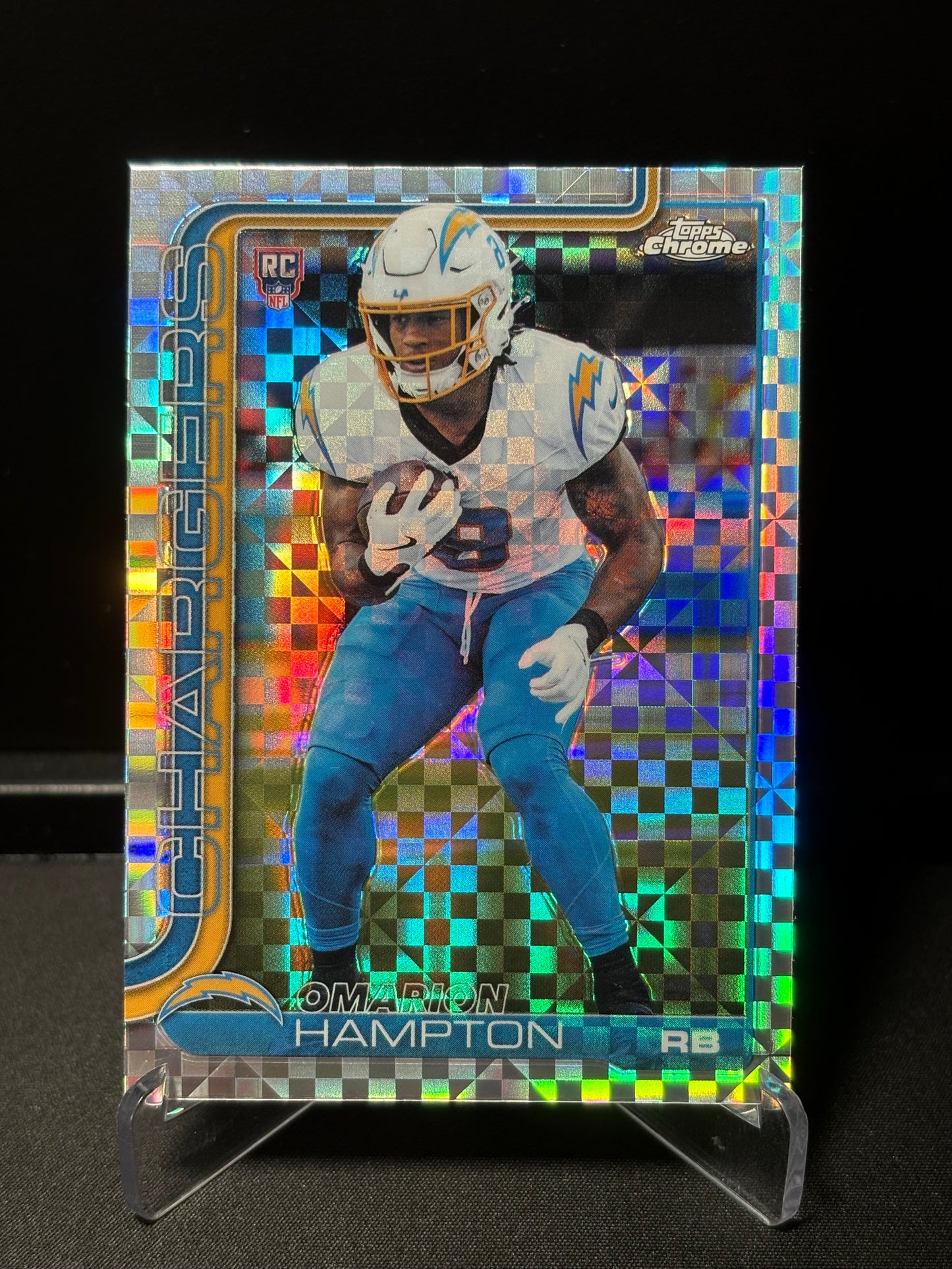 Omarion Hampton RC Topps Chrome 2026 "X-Fractor" L.A Chargers