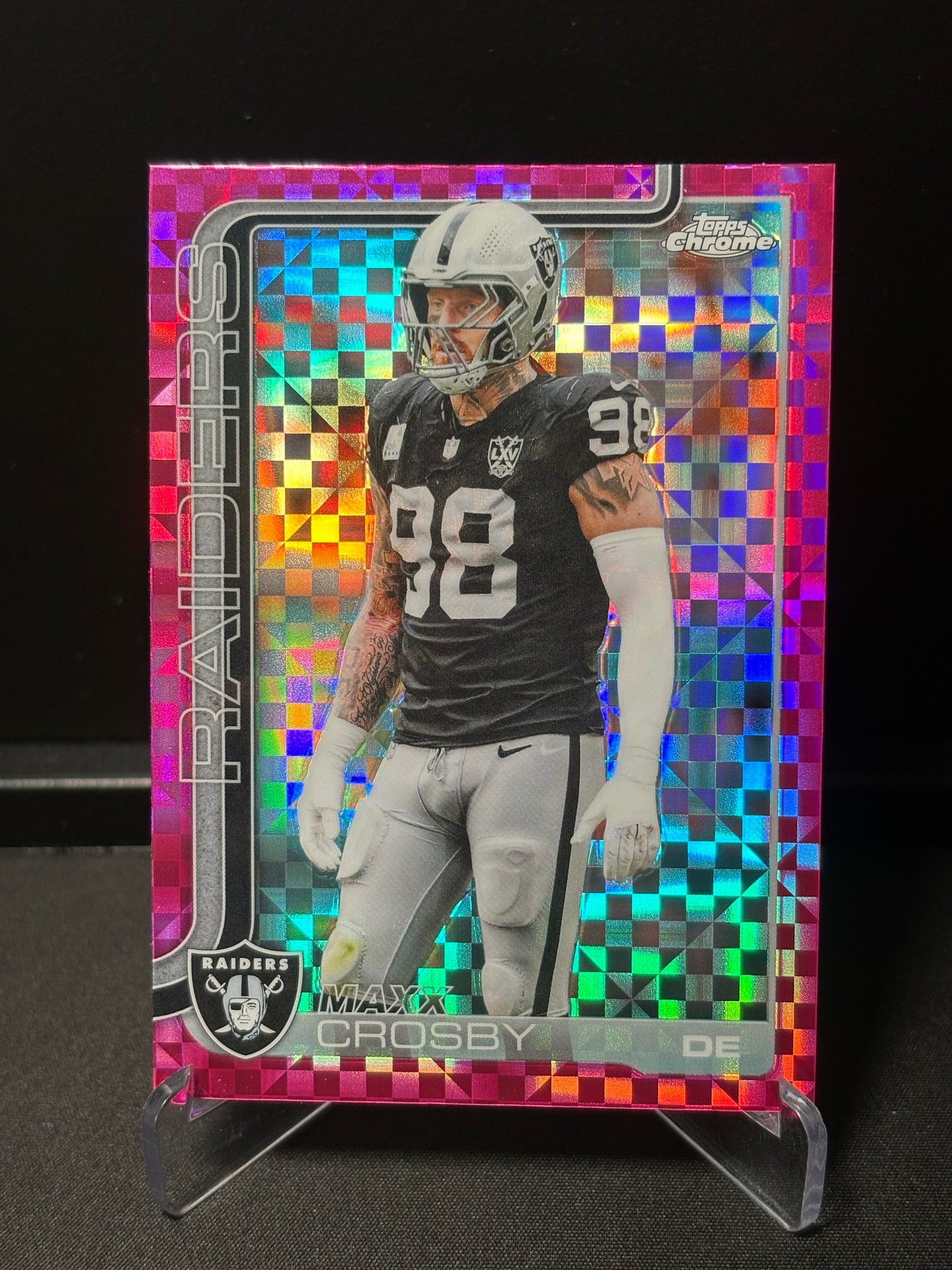 Maxx Crosby Topps Chrome 2026 "Pink X-Fractor" Las Vegas Raiders