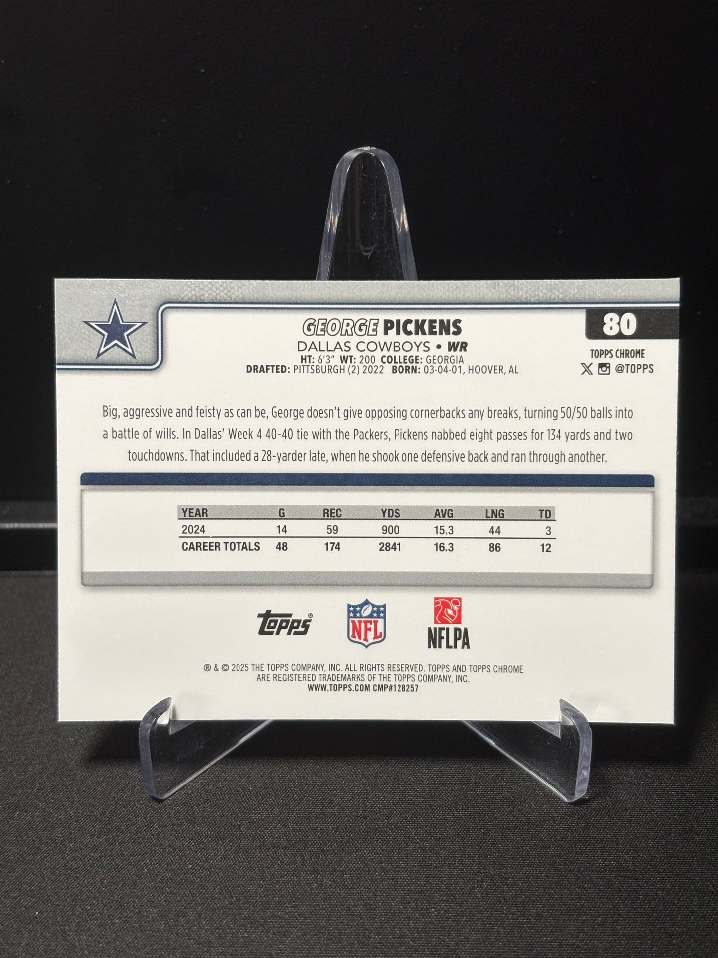 George Pickens Topps Chrome 2026 "Pink X-Fractor" Dallas Cowboys