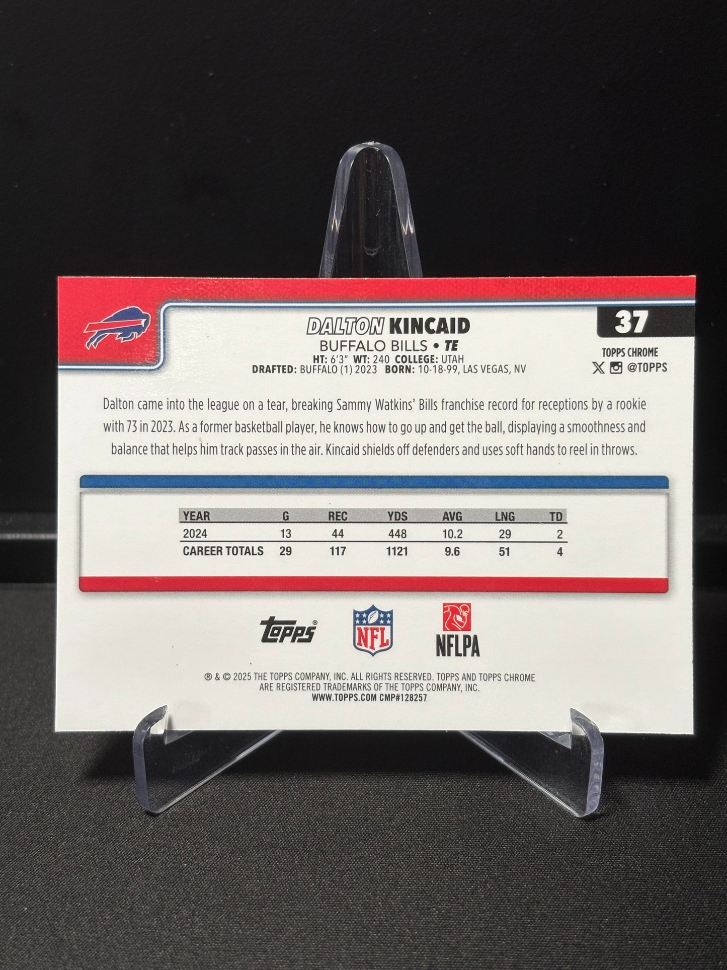 Dalton Kincaid Topps Chrome 2026 "Pink X-Fractor" Buffalo Bills