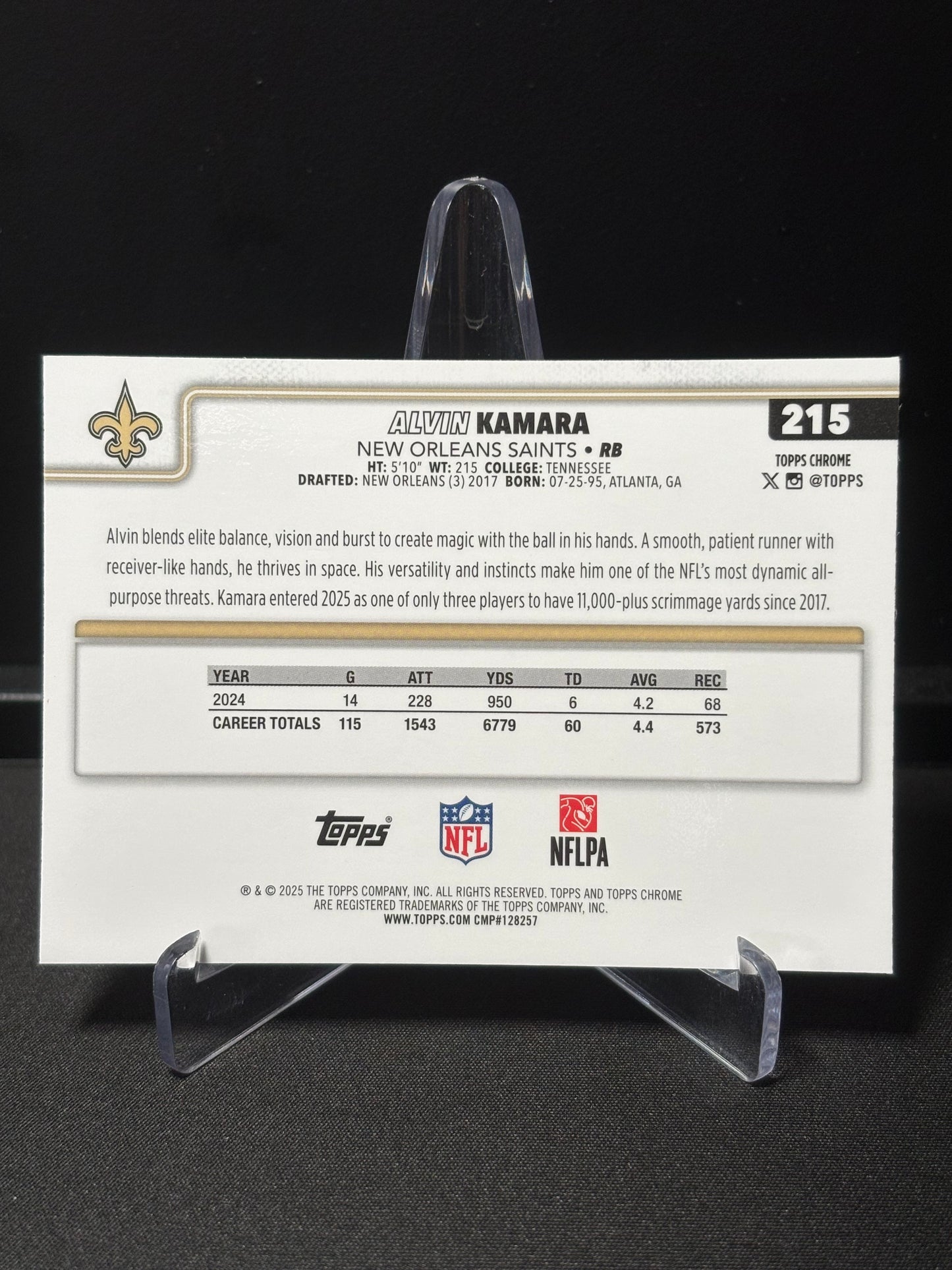 Alvin Kamara Topps Chrome 2026 "Pink X-Fractor" New Orleans Saints