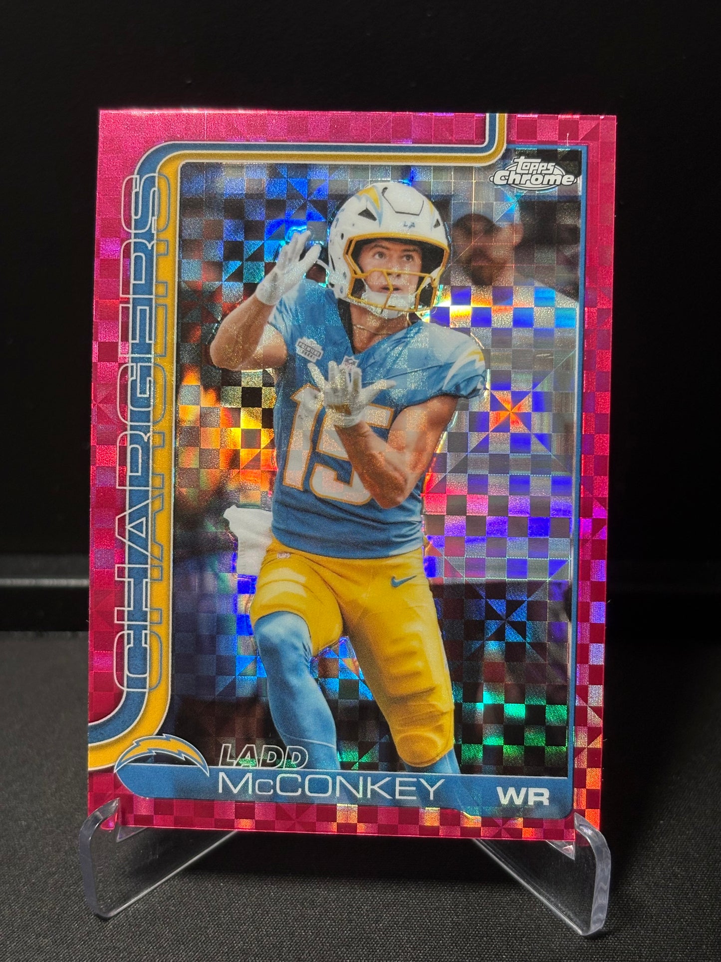 Ladd McConkey Topps Chrome 2026 "Pink X-Fractor" L.A Chargers