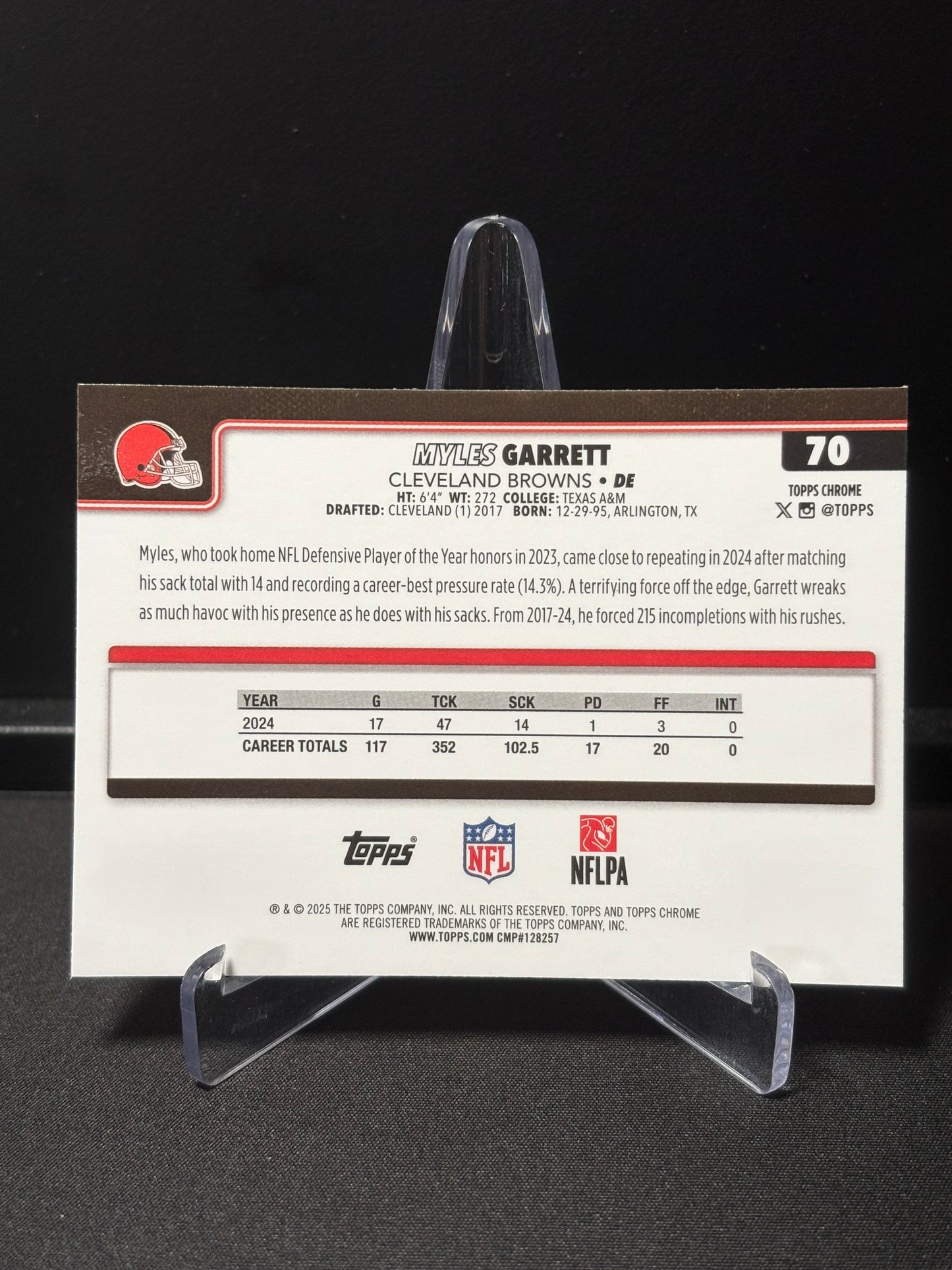 Myles Garrett Topps Chrome 2026 "Pink X-Fractor" Cleveland Browns