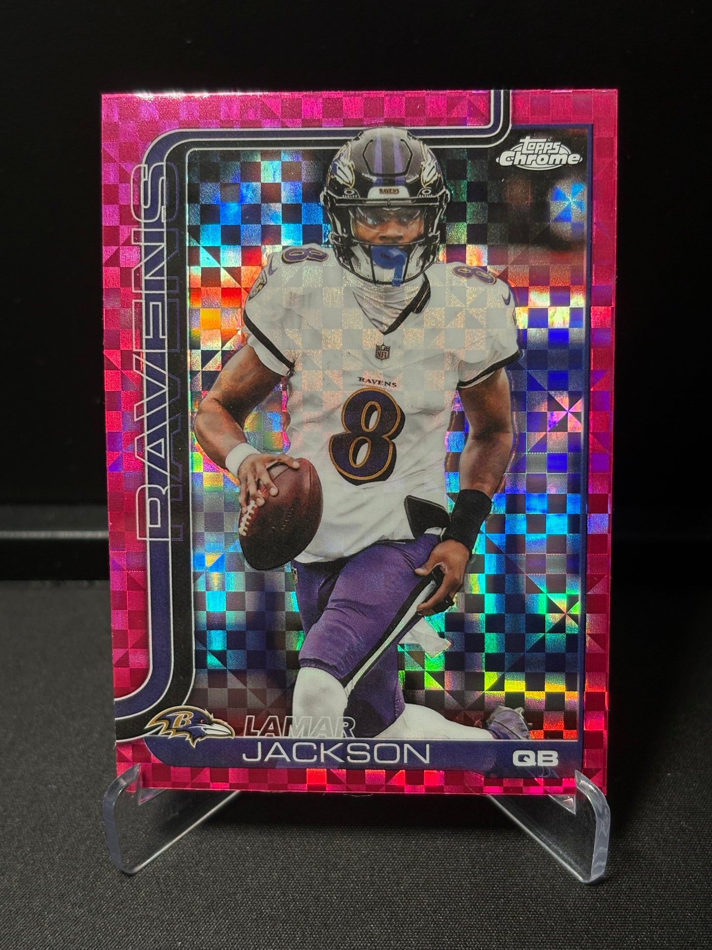 Lamar Jackson Topps Chrome 2026 "Pink X-Fractor" Baltimore Ravens