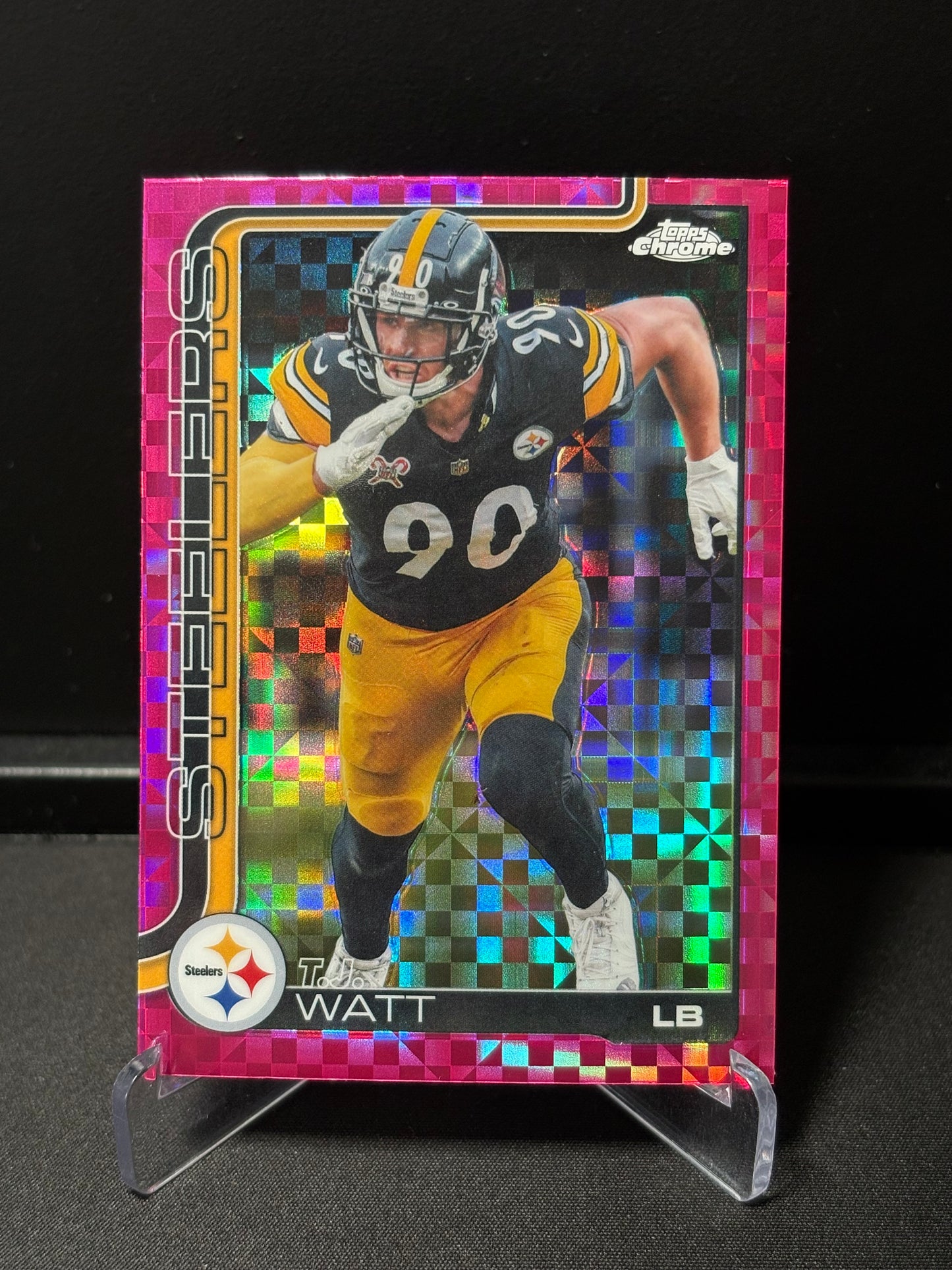 T.J. Watt Topps Chrome 2026 "Pink X-Fractor" Pittsburgh Steelers