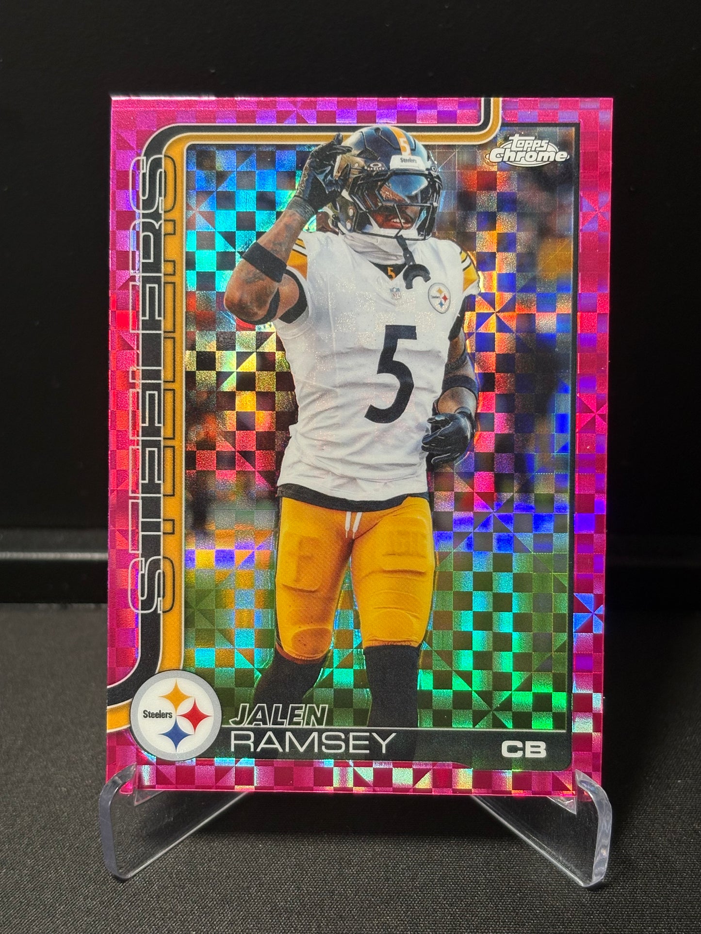 Jalen Ramsey Topps Chrome 2026 "Pink X-Fractor" Pittsburgh Steelers