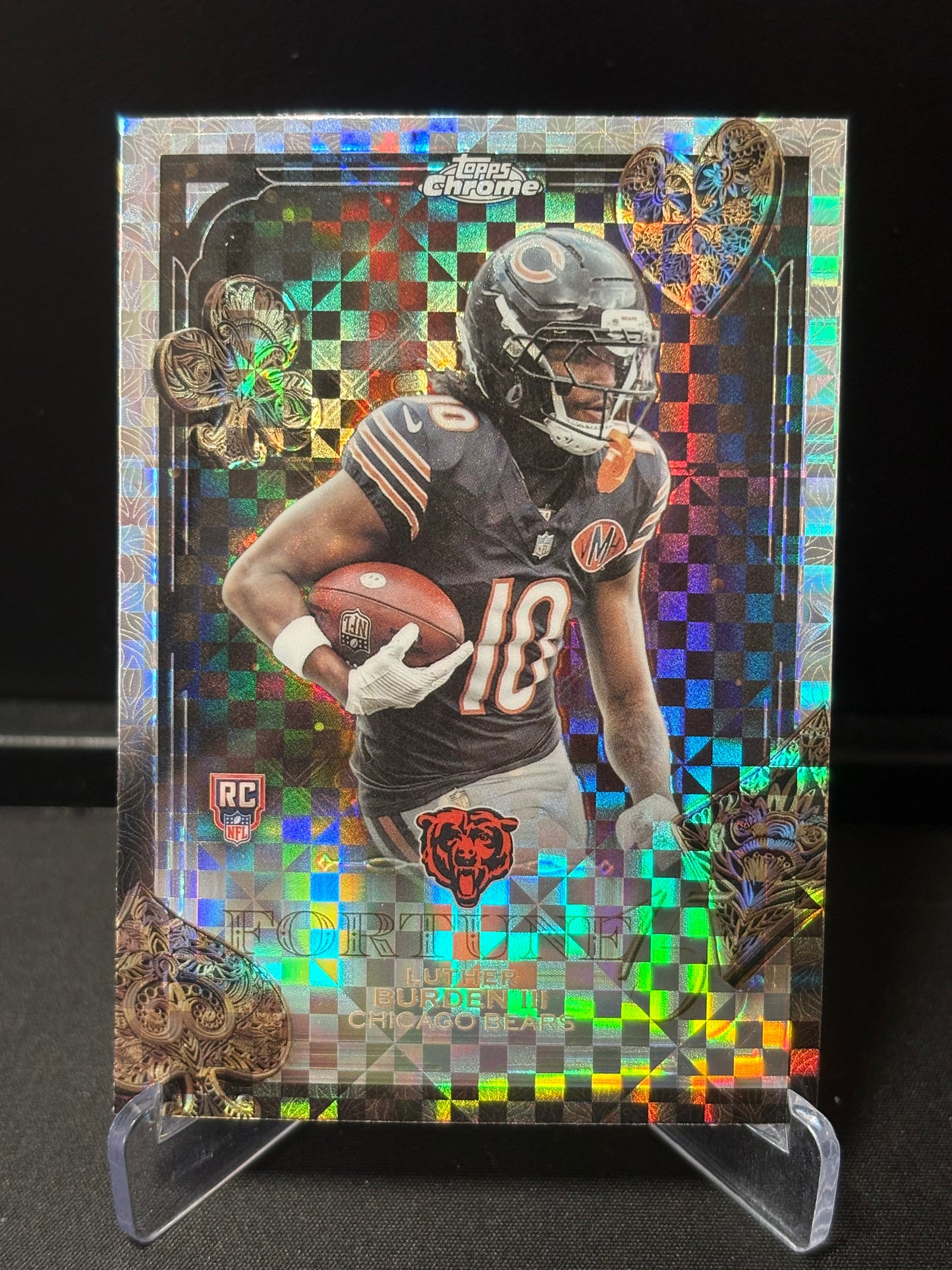 Luther Burden III RC Topps Chrome NFL 2025 "Fortune 15" X-Fractor Chicago Bears