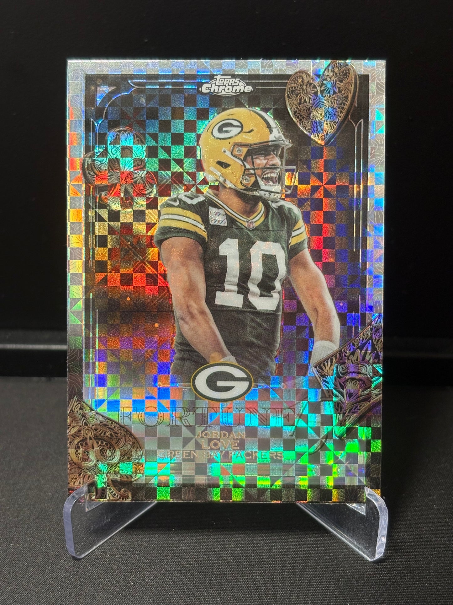Jordan Love Topps Chrome NFL 2025 "Fortune 15" X-Fractor Green Bay Packers
