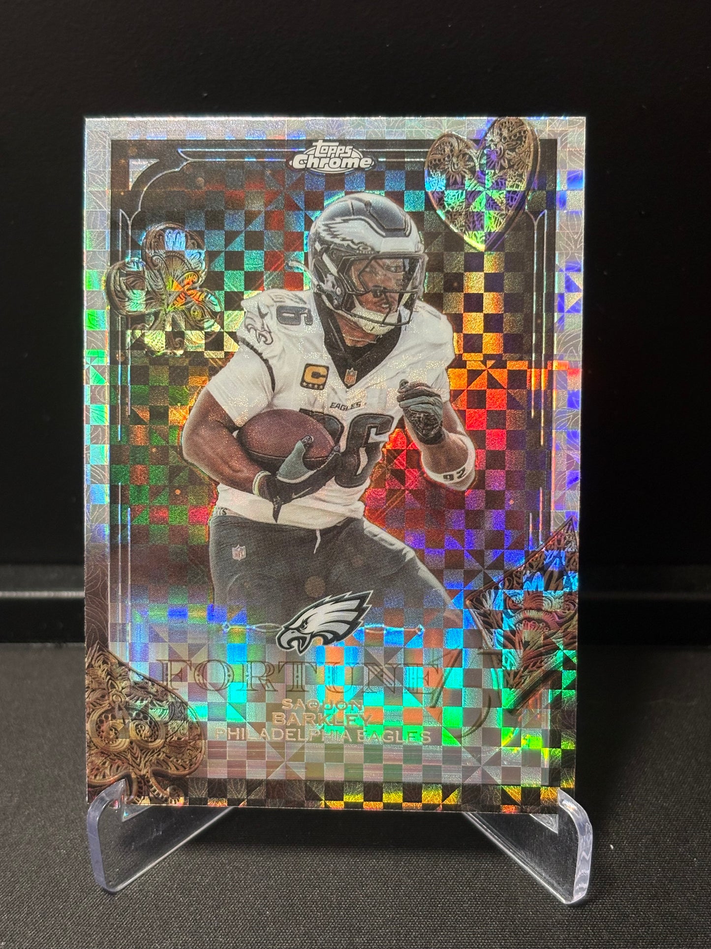 Saquon Barkley Topps Chrome NFL 2025 "Fortune 15" X-Fractor Philadelphia Eagles