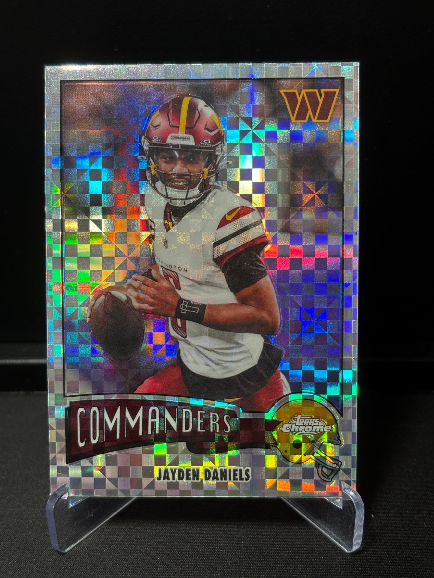 Jayden Daniels Topps Chrome NFL 2025 "1975" X-Fractor Washington Commanders