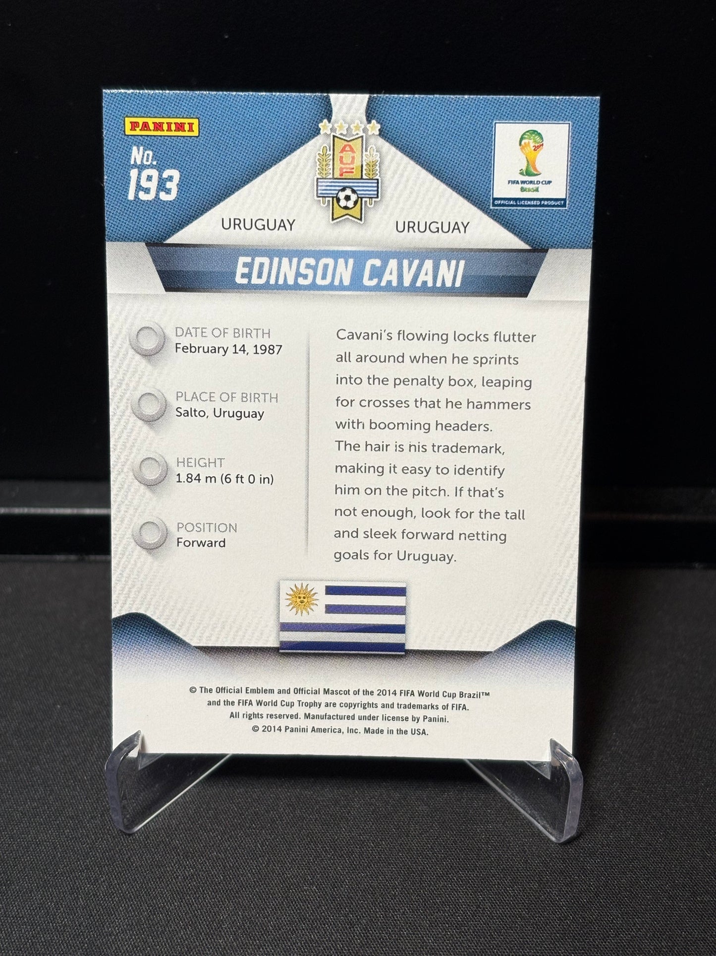 Edinson Cavani Panini Prizm World Cup 2014 "Base" Uruguay