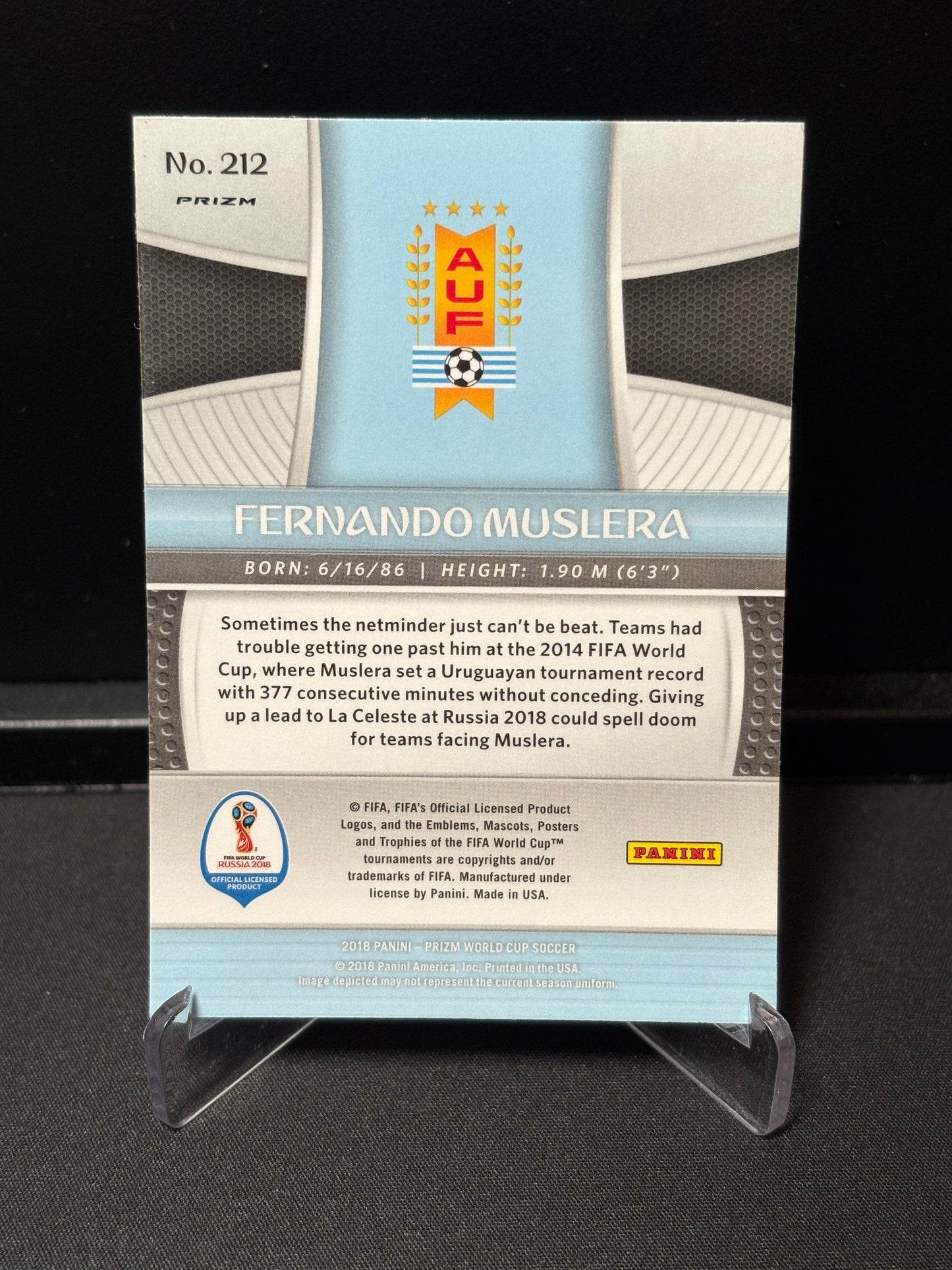 Fernando Muslera Panini Prizm World Cup 2018 "Lazer Prizm" Uruguay