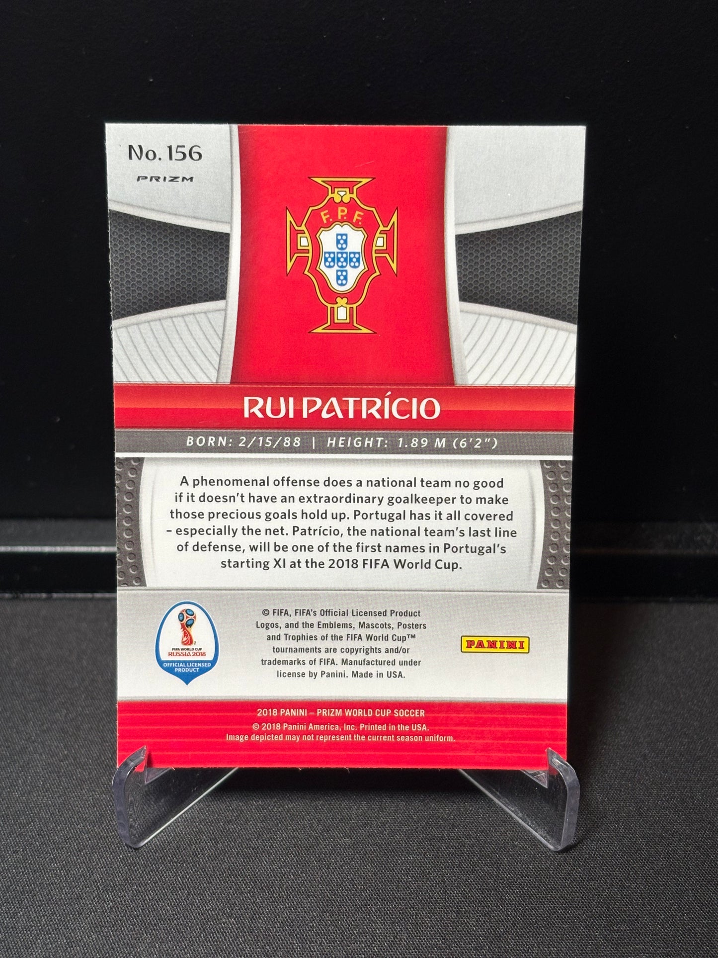 Rui Patricio Panini Prizm World Cup 2018 "Lazer Prizm" Portugal