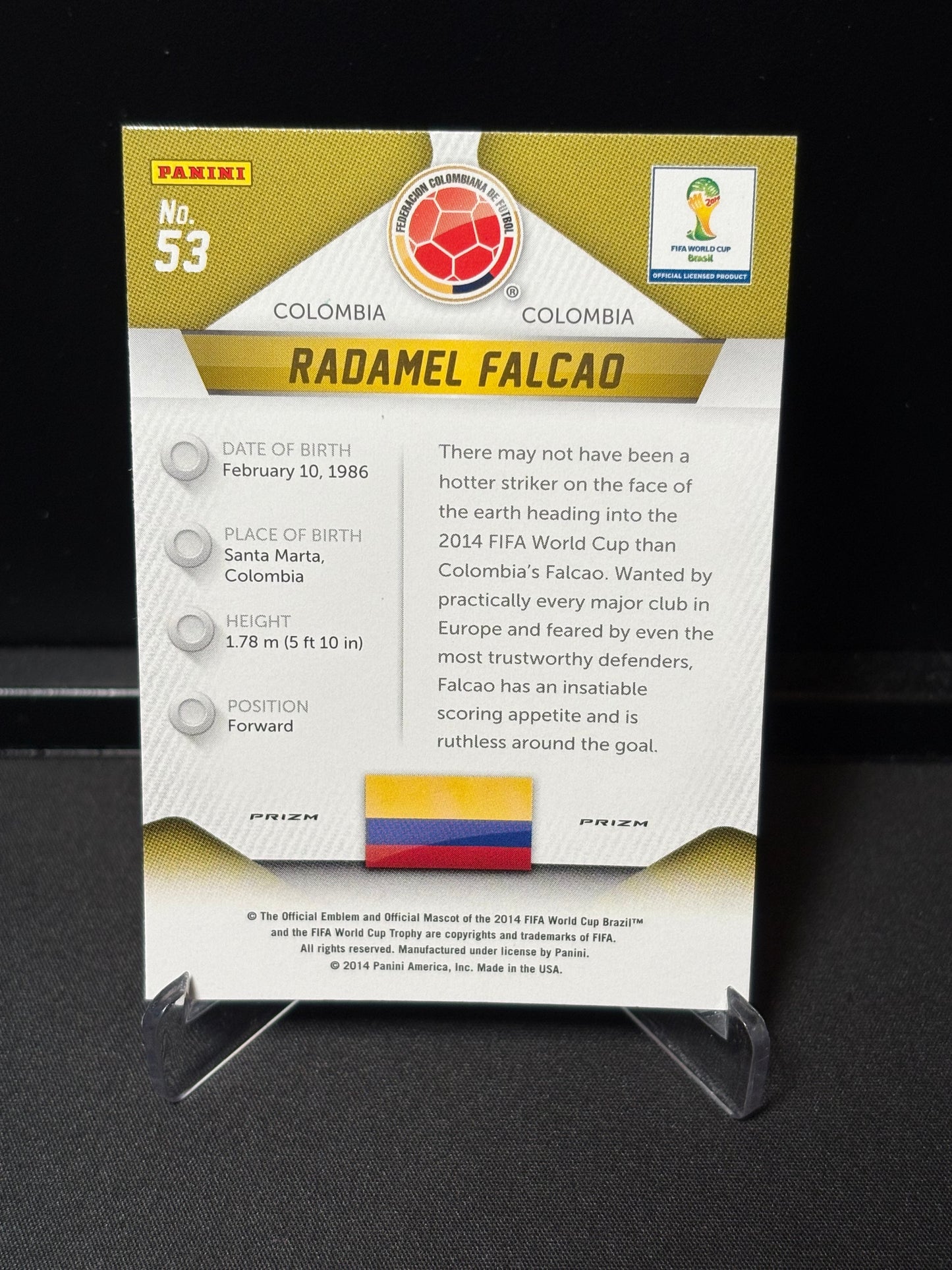 Radamel Falcao Panini Prizm World Cup 2014 "Blue Red Wave" Colombie