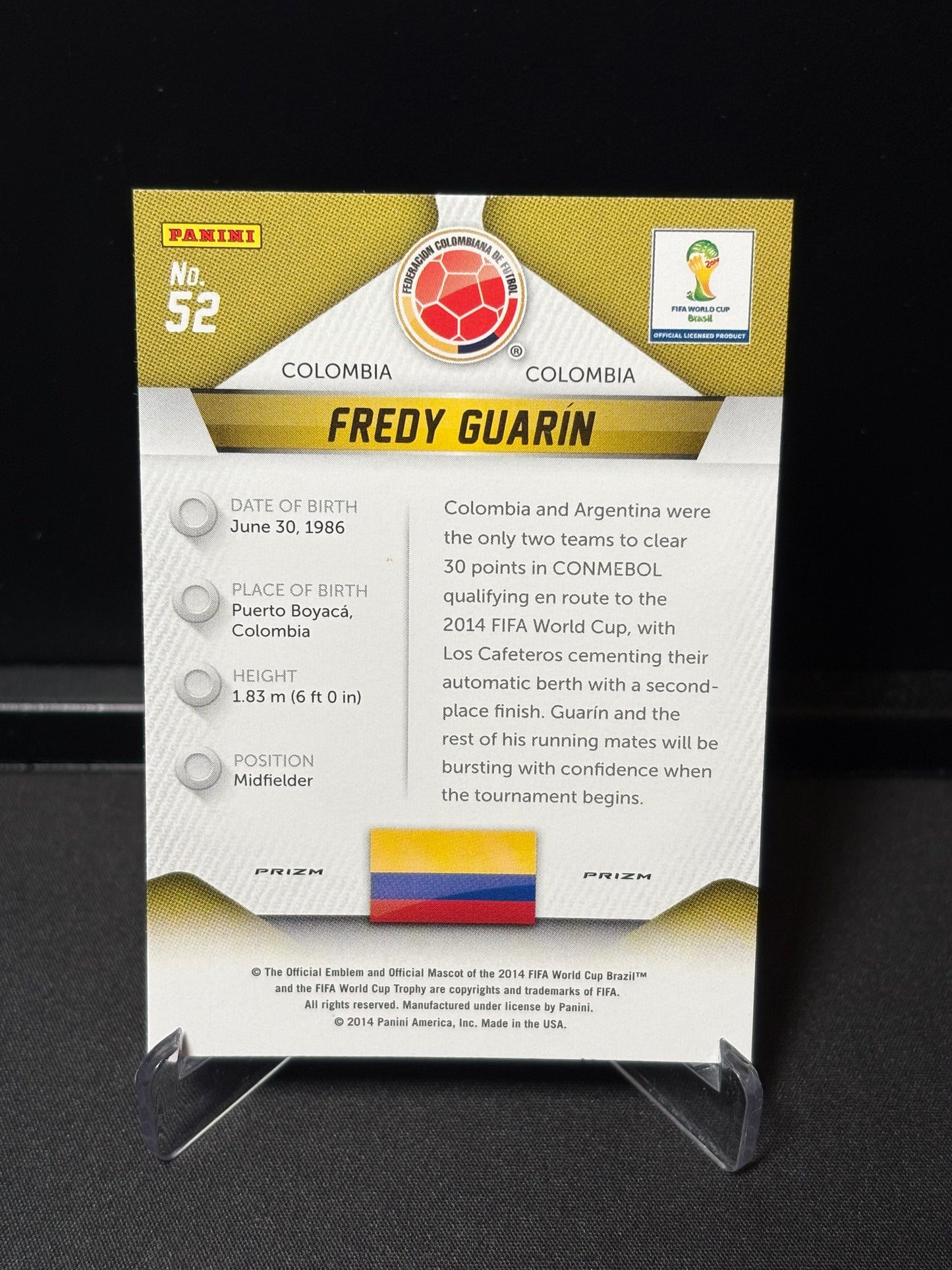 Fredy Guarin Panini Prizm World Cup 2014 "Blue Red Wave" Colombie