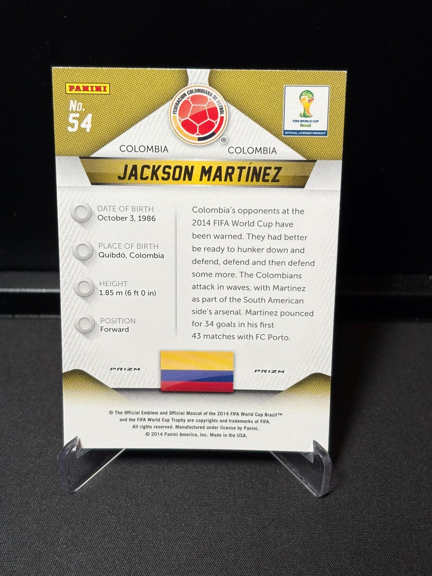Jackson Martinez Panini Prizm World Cup 2014 "Blue Red Wave" Colombie
