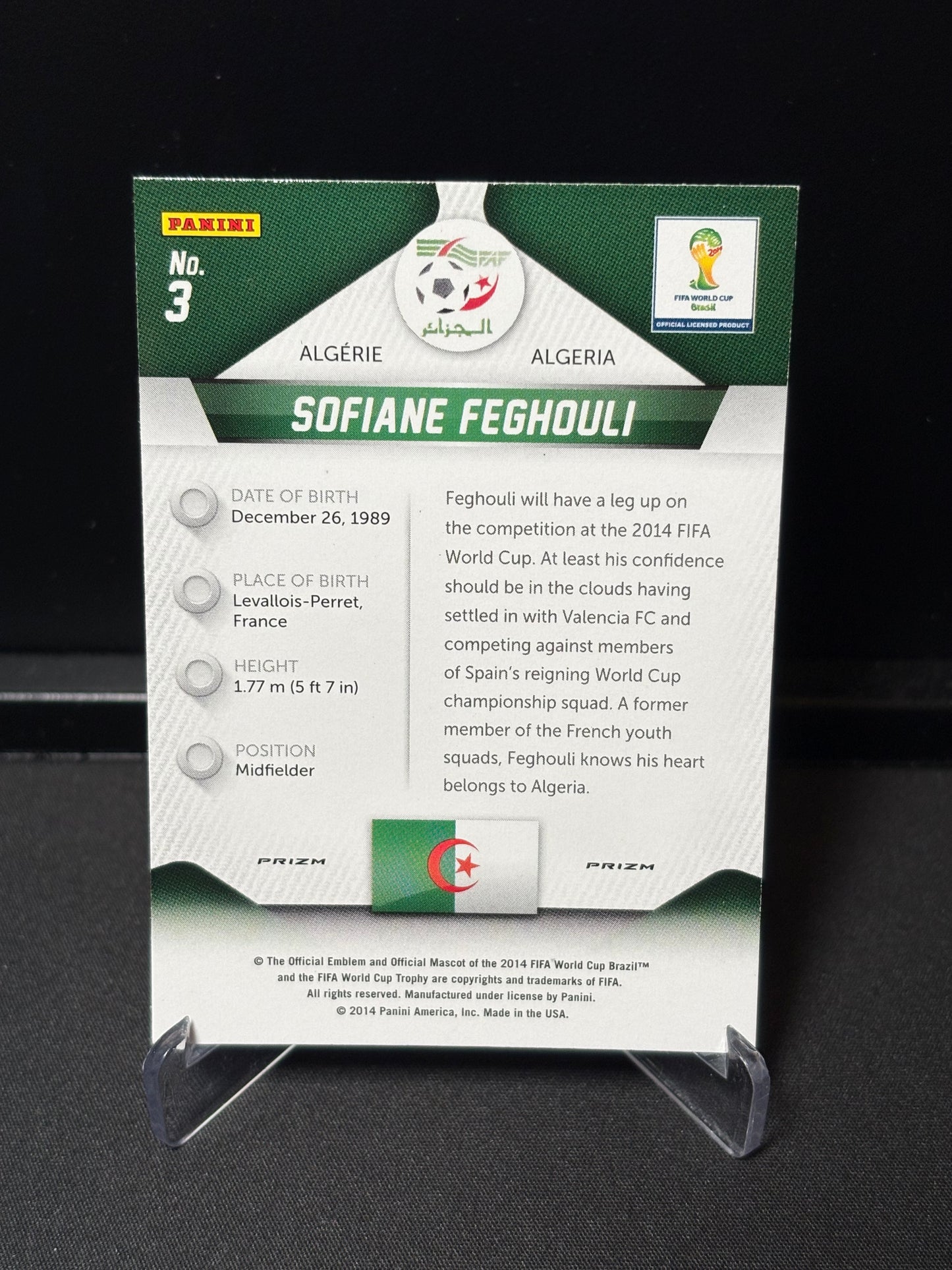 Sofiane Feghouli Panini Prizm World Cup 2014 "Red White Blue Prizm" Algérie