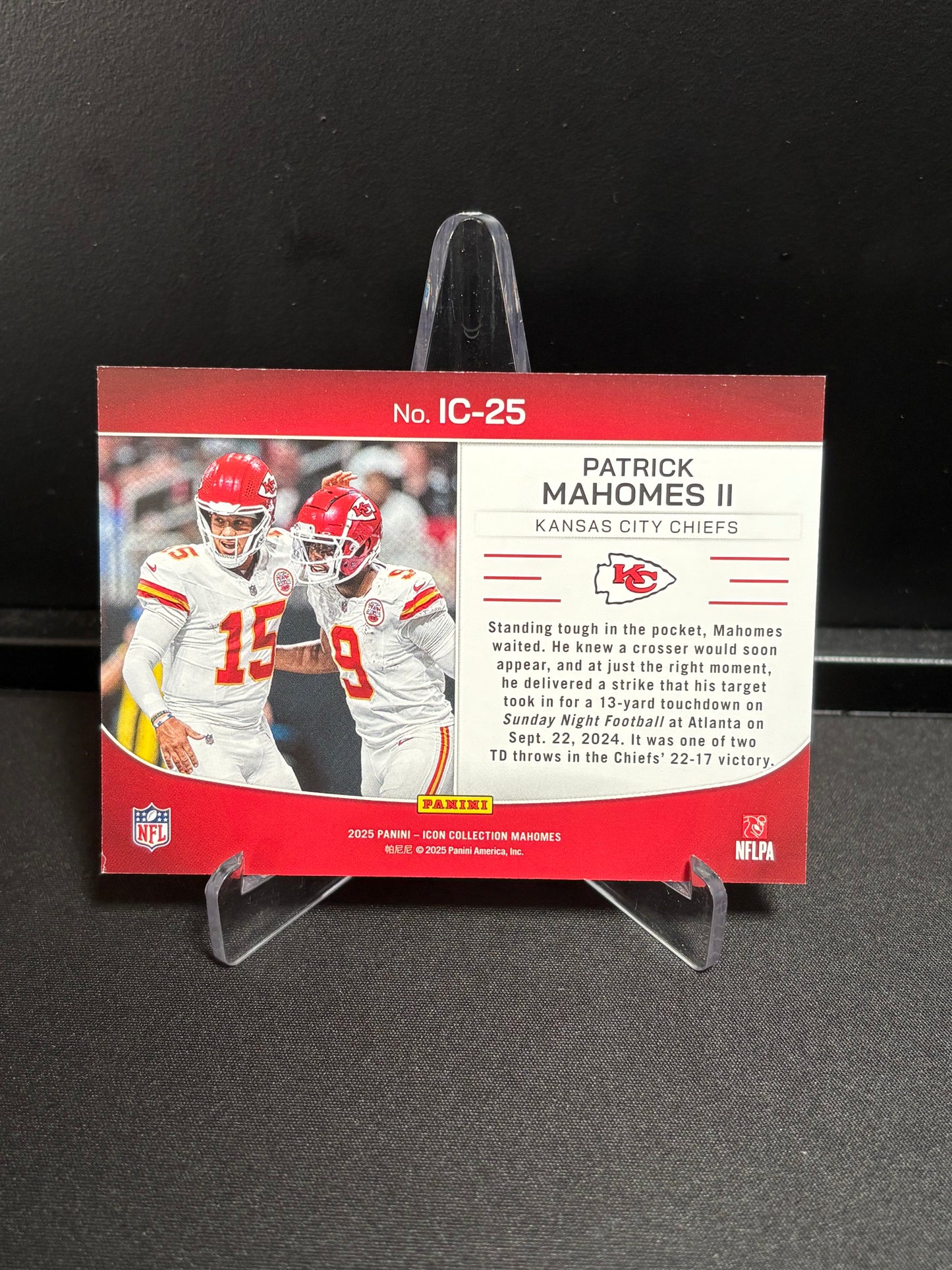Panini Patrick Mahomes ICON Collection 2025 "Red Parallèle" Highlights #25
