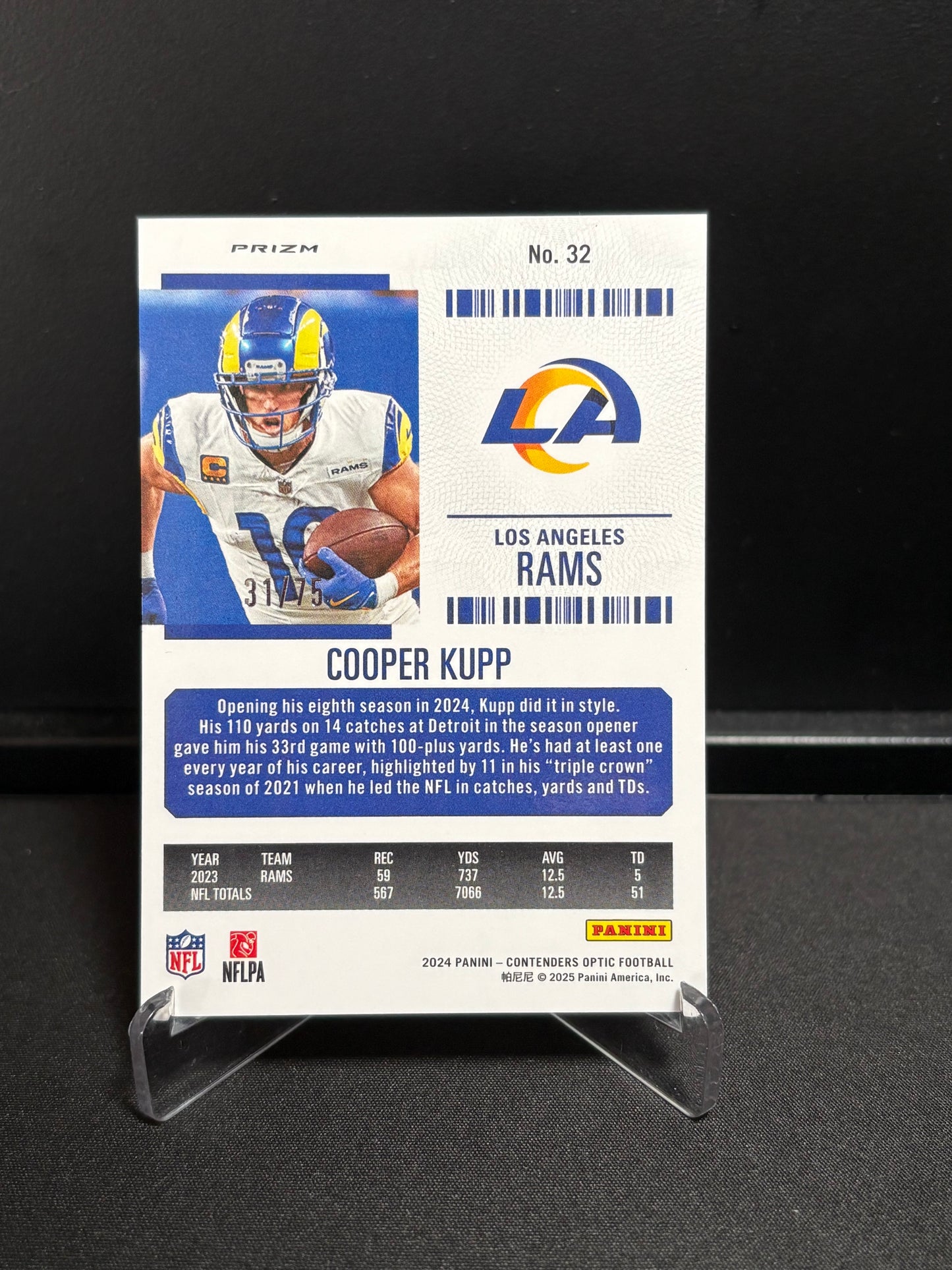 Cooper Kupp Panini Contenders Optic 2024 "Season Ticket Orange /75" Los Angeles Rams