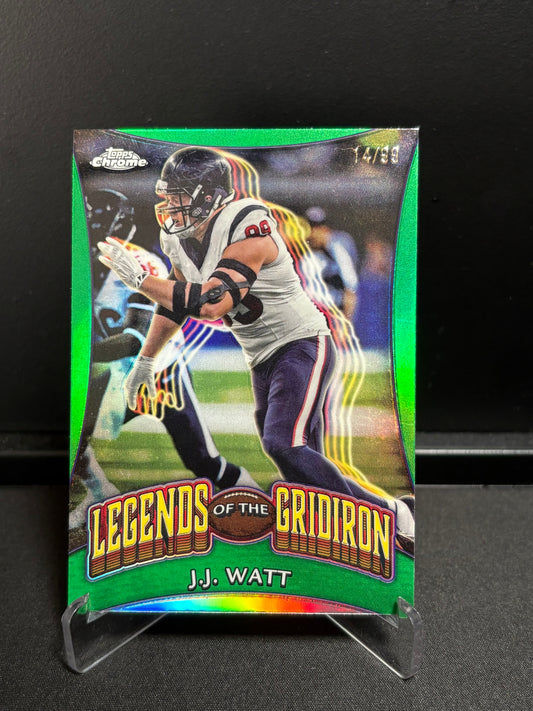 J.J. Watt Topps Chrome 2024 "Legends of the Gridiron Green /99" Houston Texans