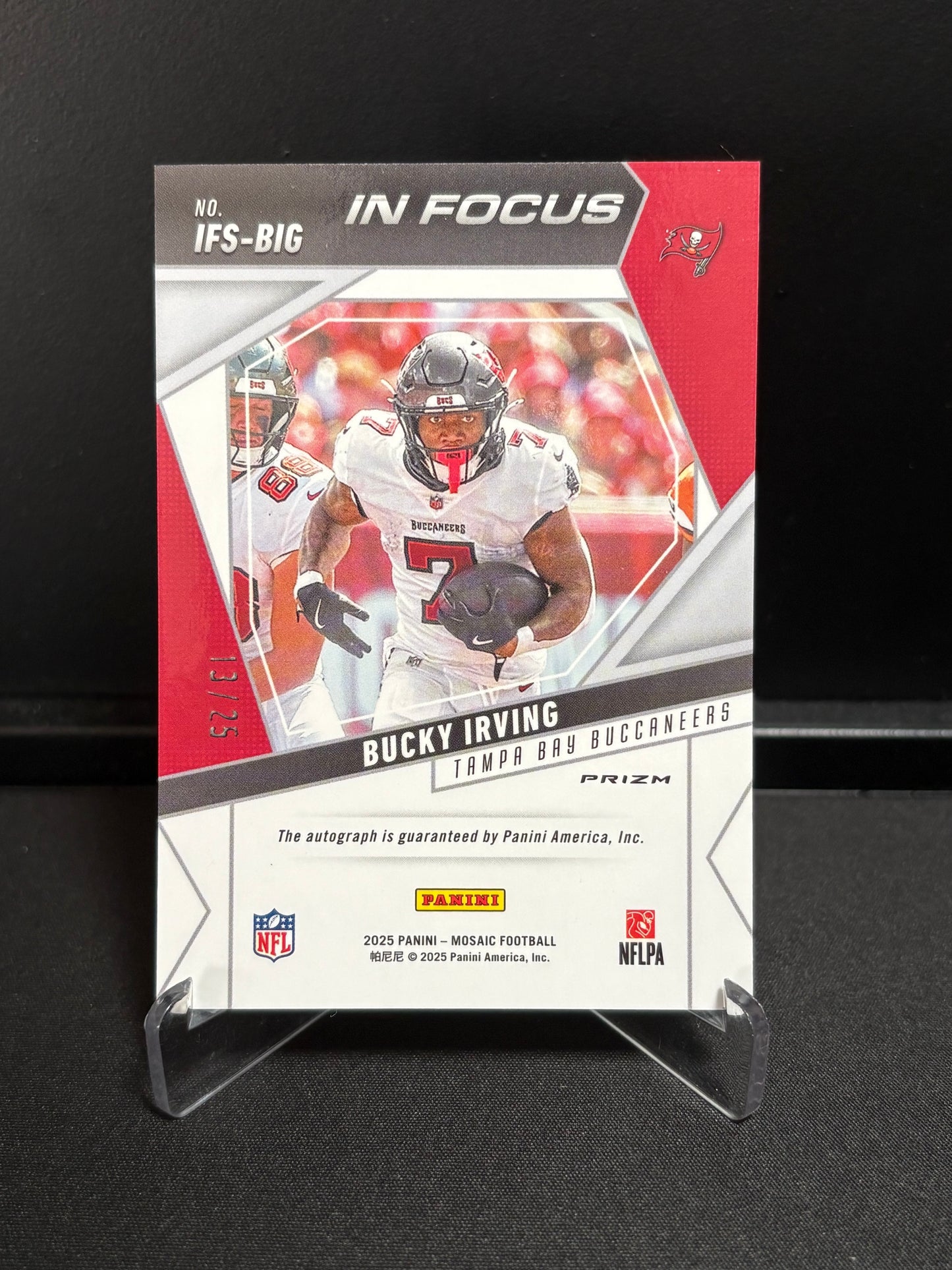 Bucky Irving Panini Mosaic 2025 "In Focus White /25" Tampa Bay Buccaneers