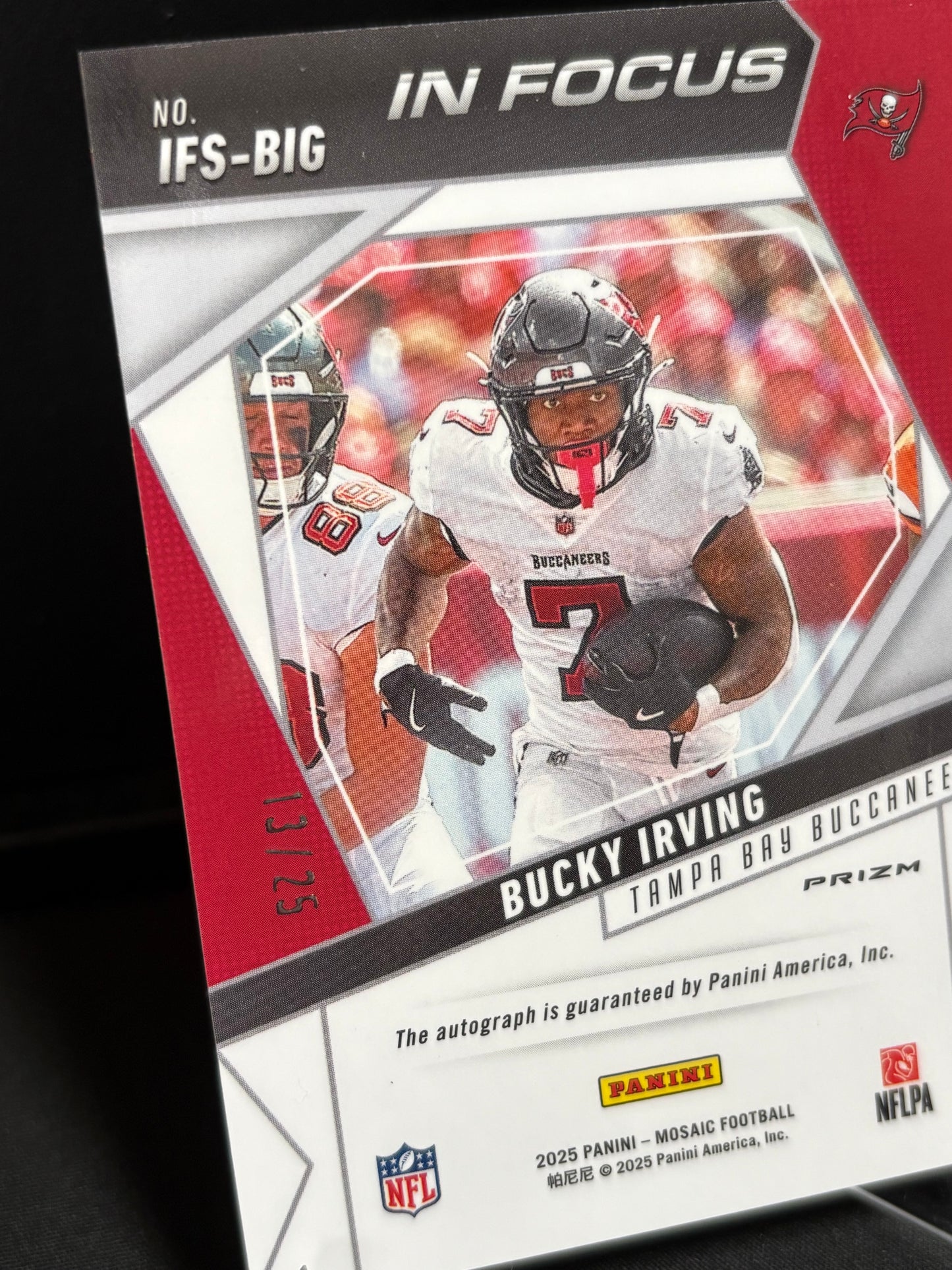 Bucky Irving Panini Mosaic 2025 "In Focus White /25" Tampa Bay Buccaneers
