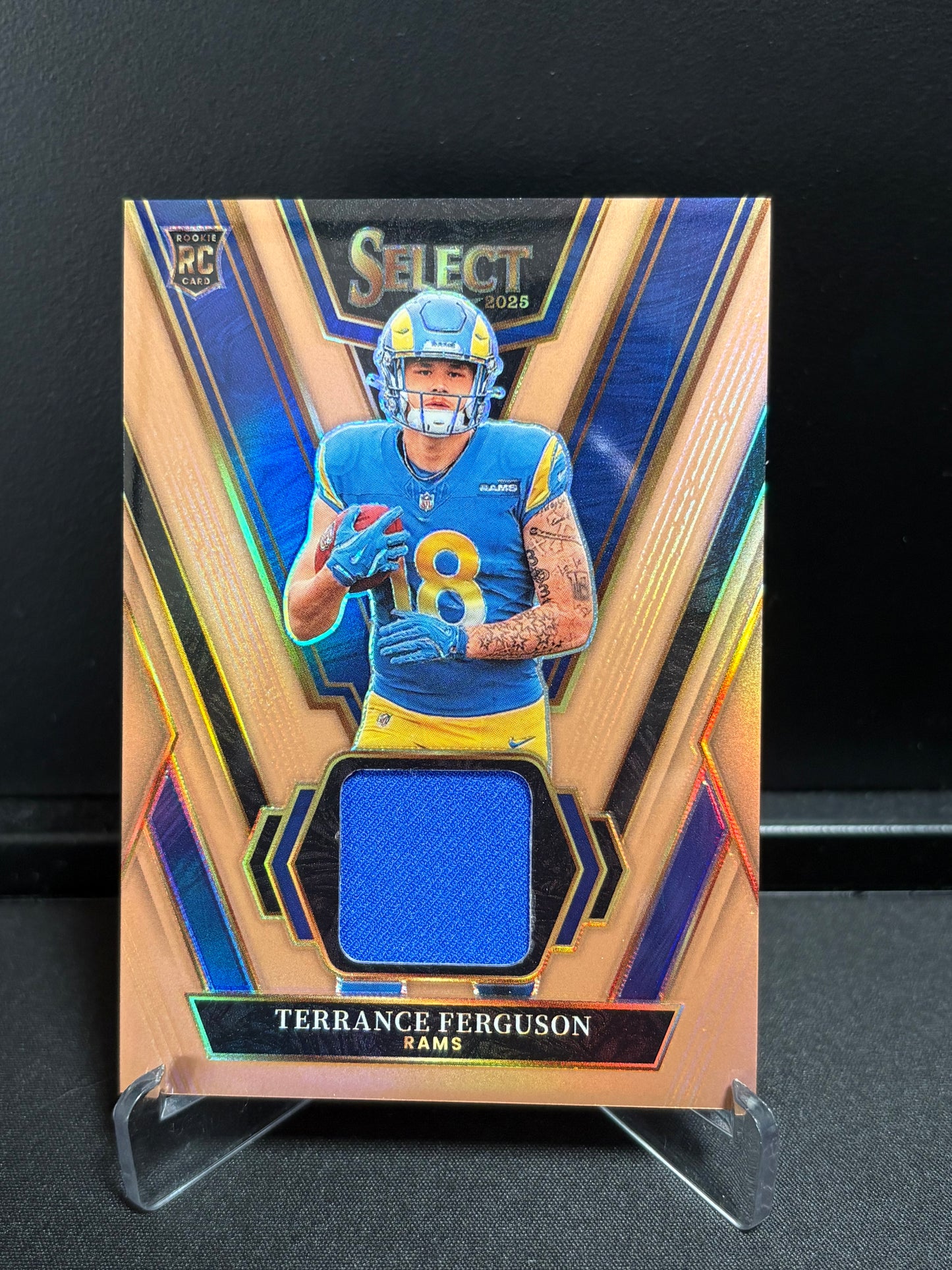 Terrance Ferguson RC Panini Select 2025 "Rookie Swatches Bronze /49" Los Angeles Rams