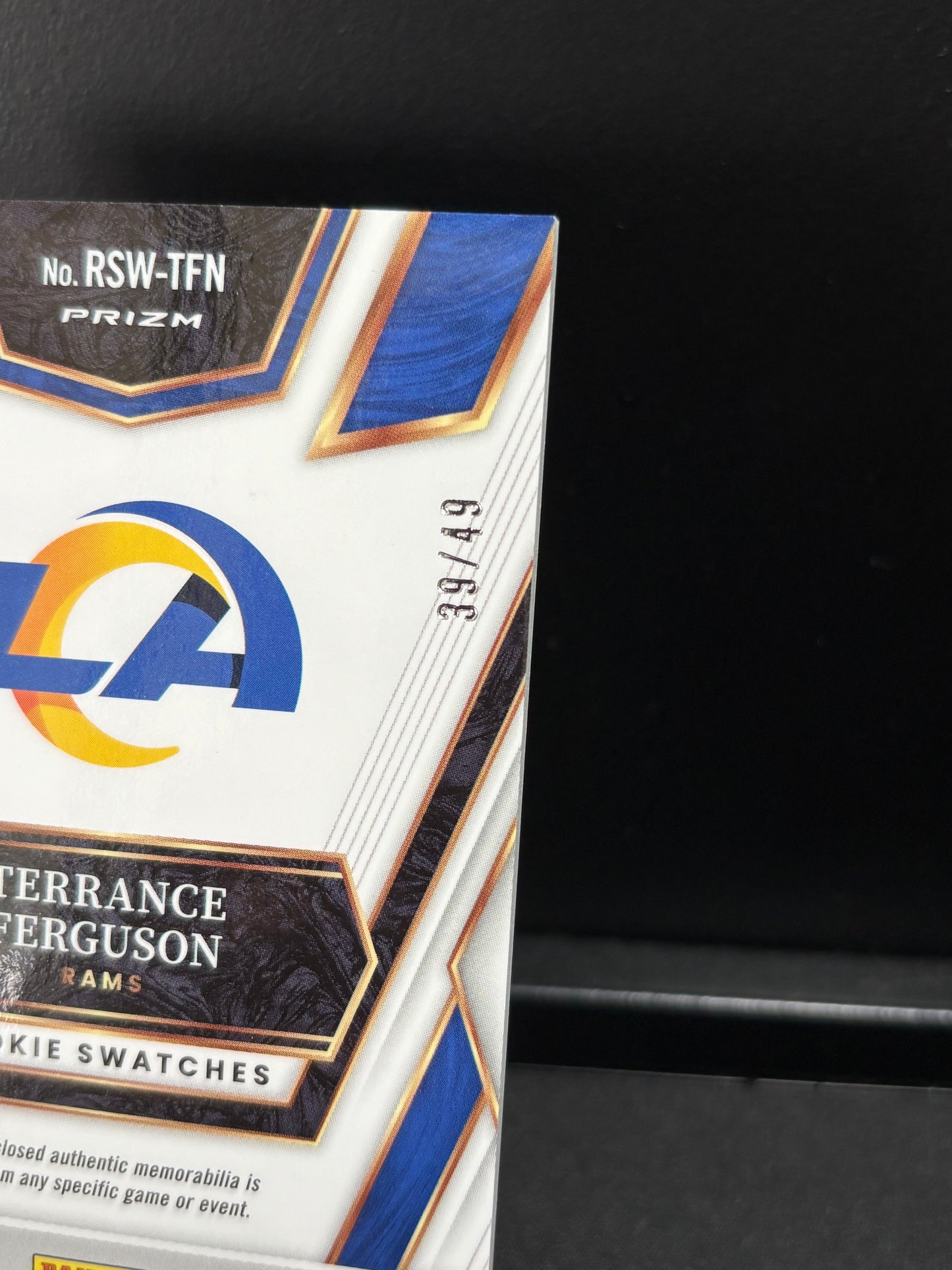 Terrance Ferguson RC Panini Select 2025 "Rookie Swatches Bronze /49" Los Angeles Rams