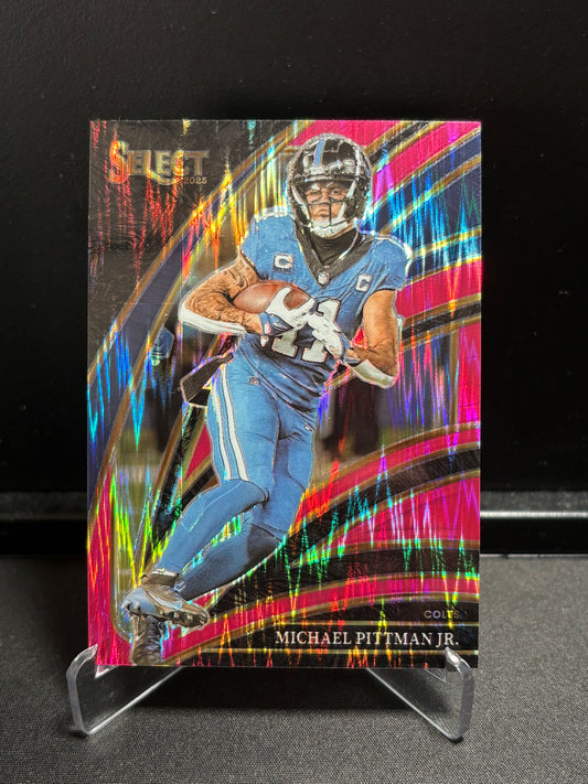 Michael Pitman Jr Panini Select 2025 "Pink Shock" Club Level Indianapolis Colts