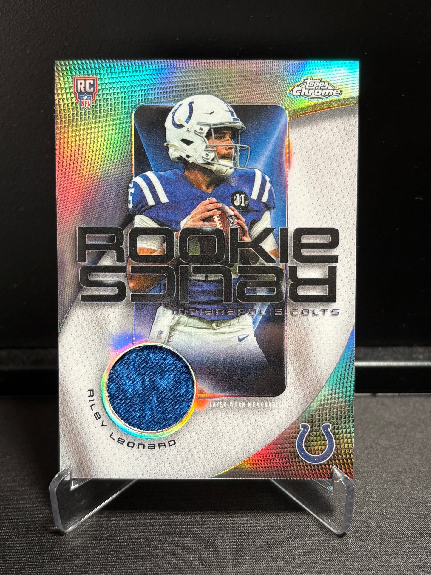 Riley Leonard RC Topps Chrome 2025 "Rookie Relics" Indianapolis Colts