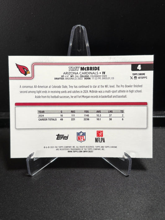 Trey McBride Topps Chrome 2025 "Blue White Red" Arizona Cardinals