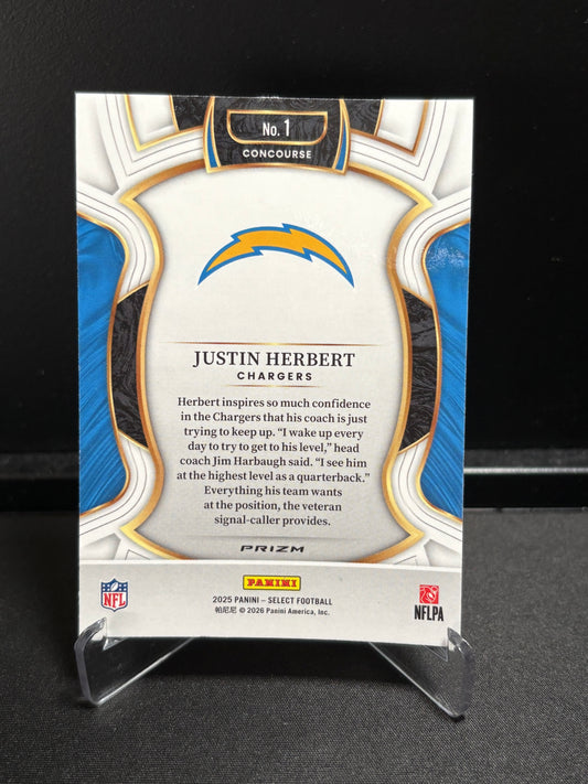 Justin Herbert Panini Select 2025 "Pink Shock" Concourse Los Angeles Chargers