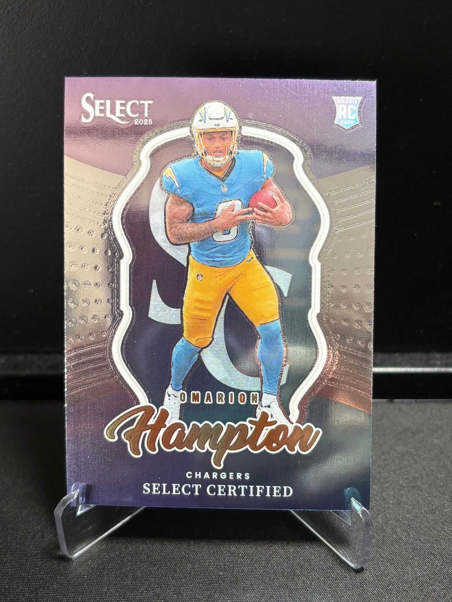 Omarion Hampton RC Panini Select 2025 "Select Certified" Los Angeles Chargers