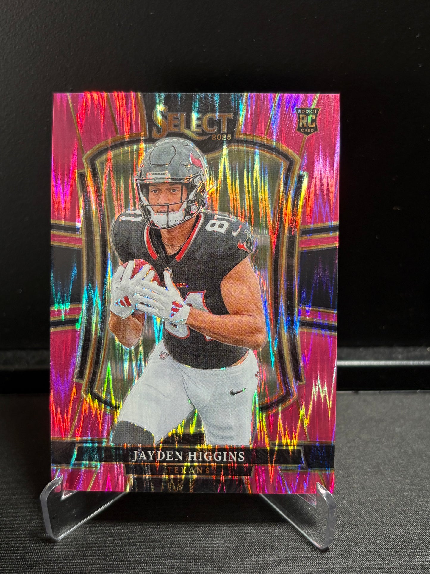 Jayden Higgins RC Panini Select 2025 "Pink Shock" Premier Level Houston Texans
