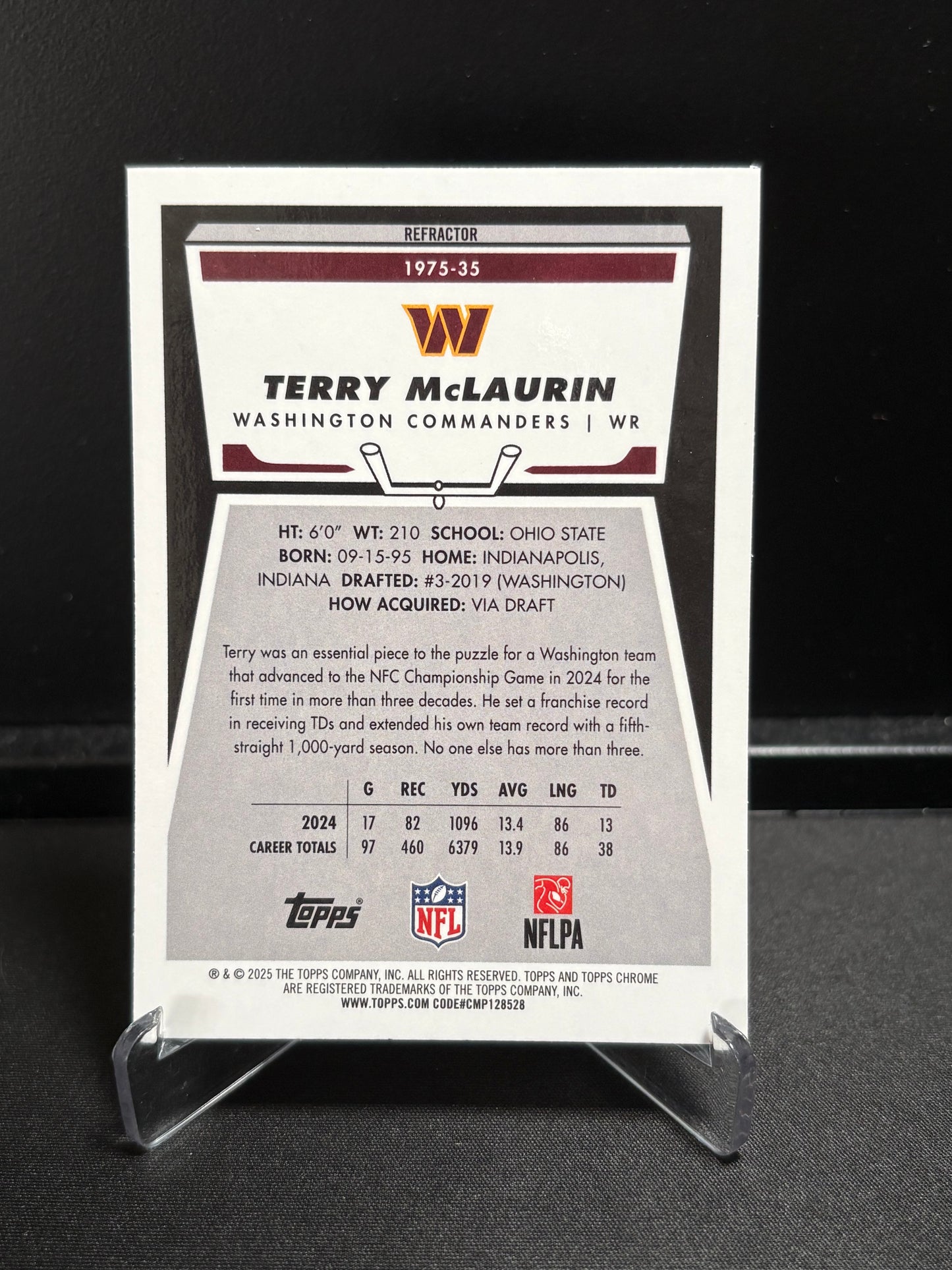 Terry Mclaurin Topps Chrome 2025 "1975  Topps Refractor" Washington Commanders