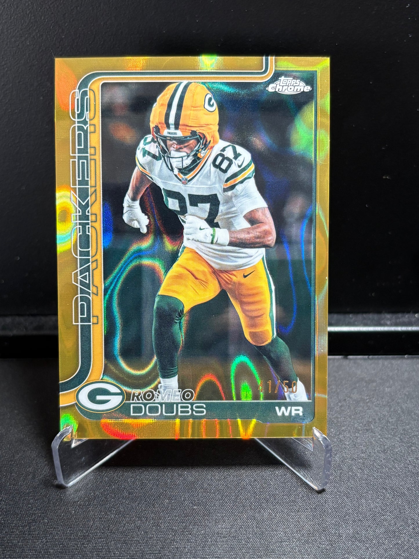 Romeo Doubs Topps Chrome 2025 "Gold Wave /50" Green Bay Packers